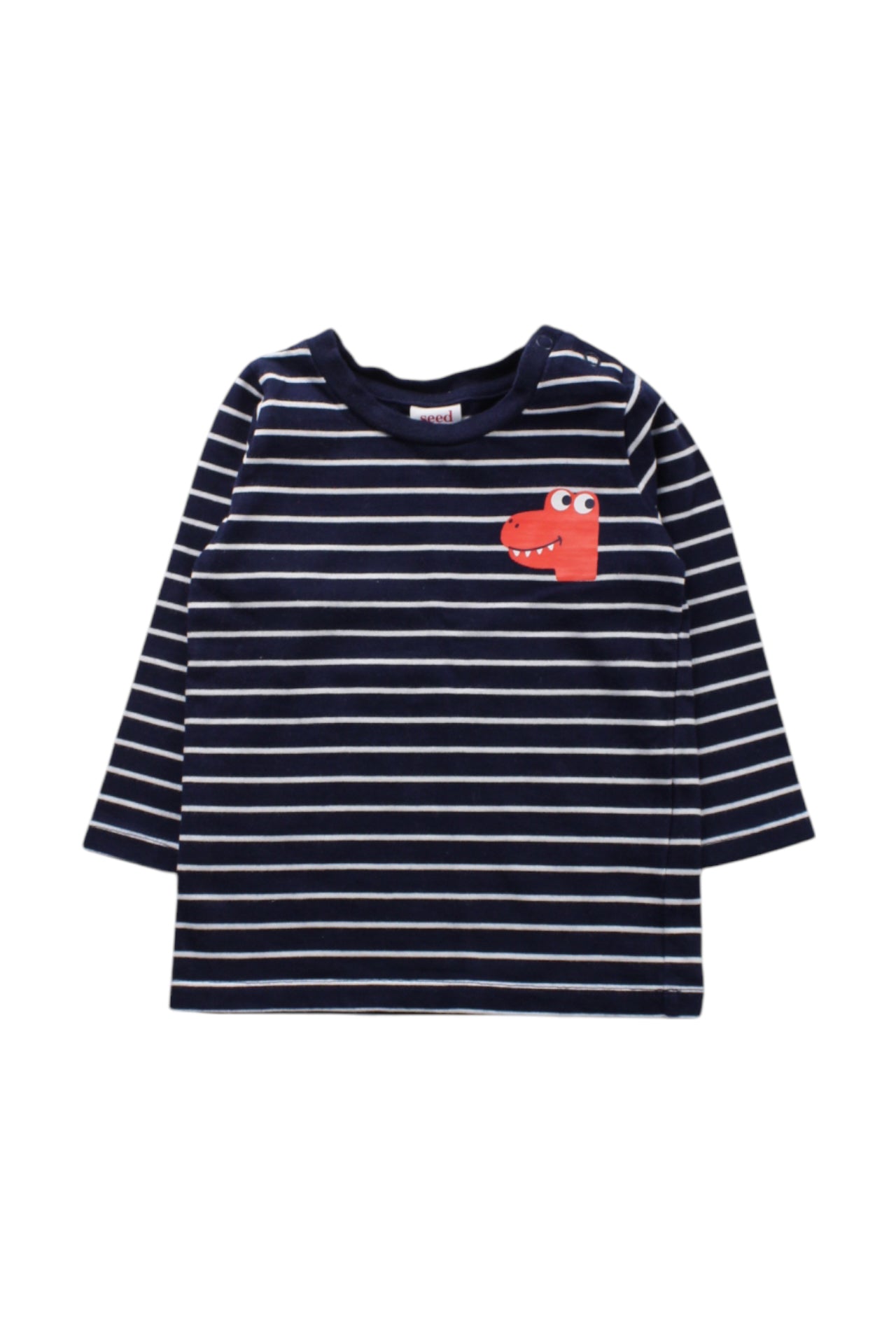 Seed Dinosaur Stripe Long Sleeve Top 6-12M、mySite、g9winljtr