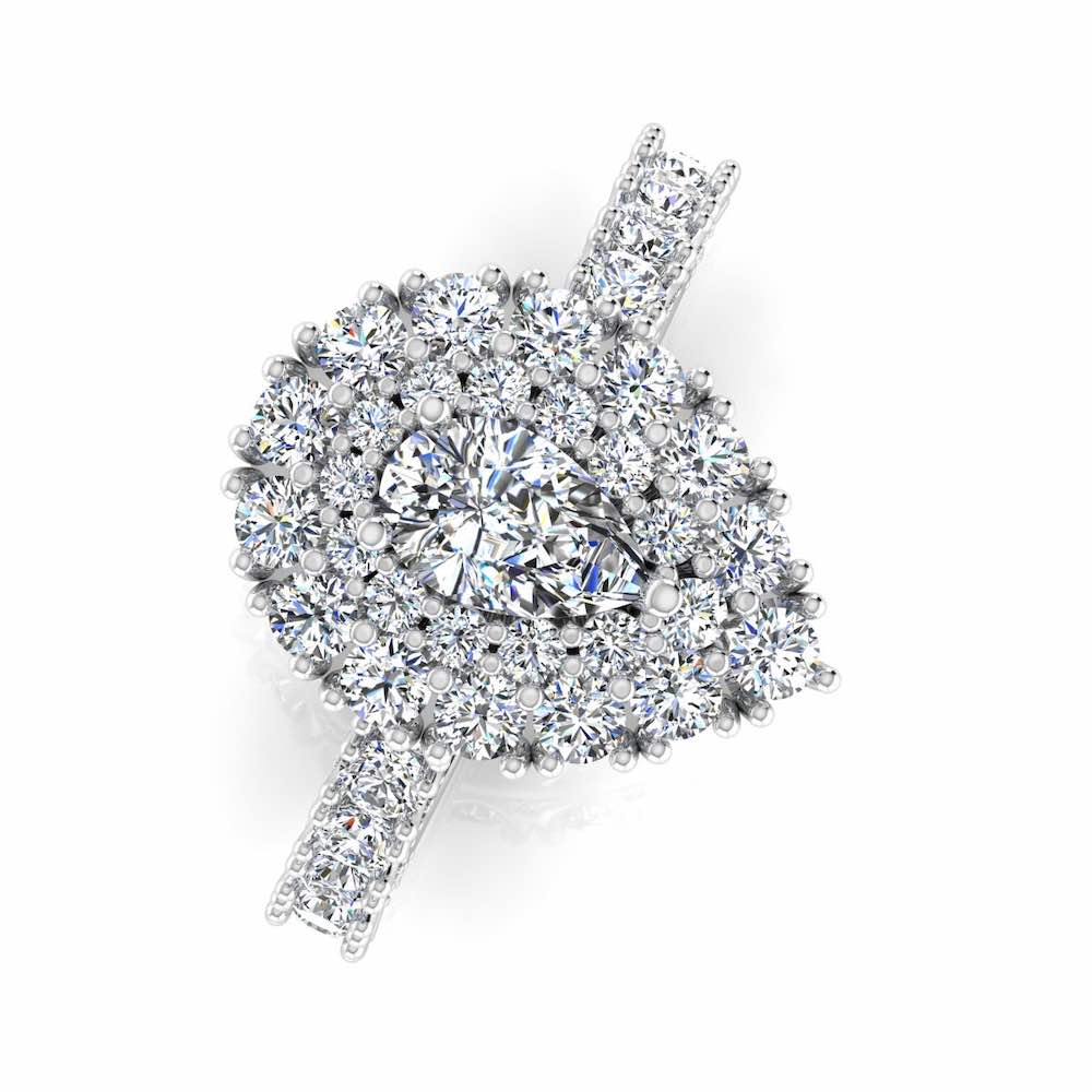 Antique Style Pear Top And Side Halo Moissanite Engagement Ring、mySite、hinf8tx79