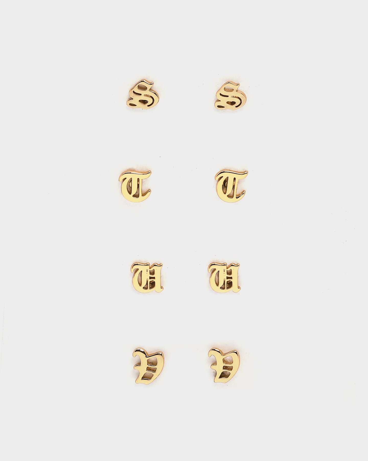 Raising Hell Women's Gothic Alphabet Stud Earrings Gold、mySite、zt4zffjzw