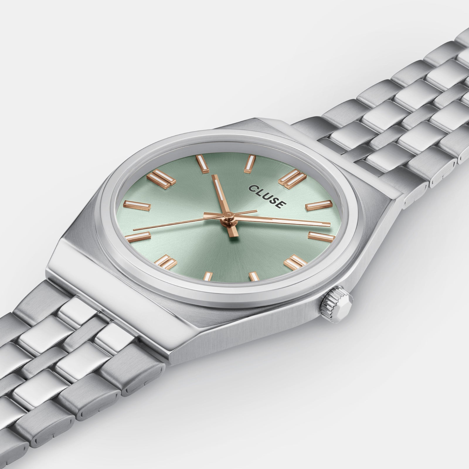 Retro 70's Watch Steel, Sage Green, Silver Colour、mySite、botmansion