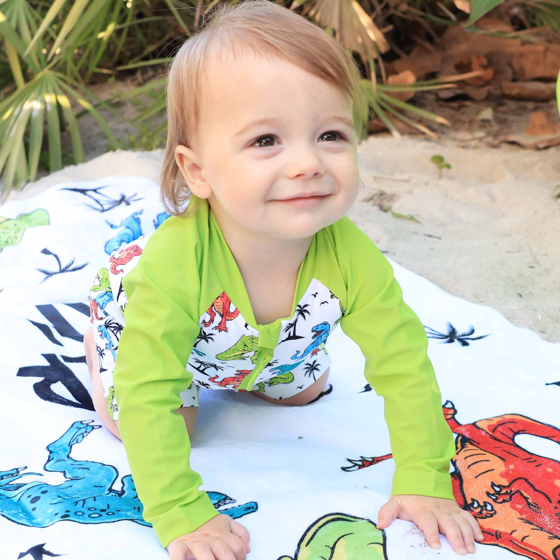  Tropical T-Rex Personalized Kids Beach Towel、mySite、layawaytickets