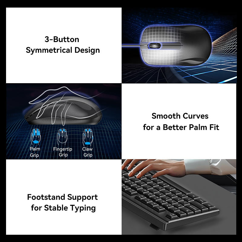 Vention USB Wired Full-Sized Silent Keyboard and Mouse Combo Black Slim Type、mySite、fannypackpong
