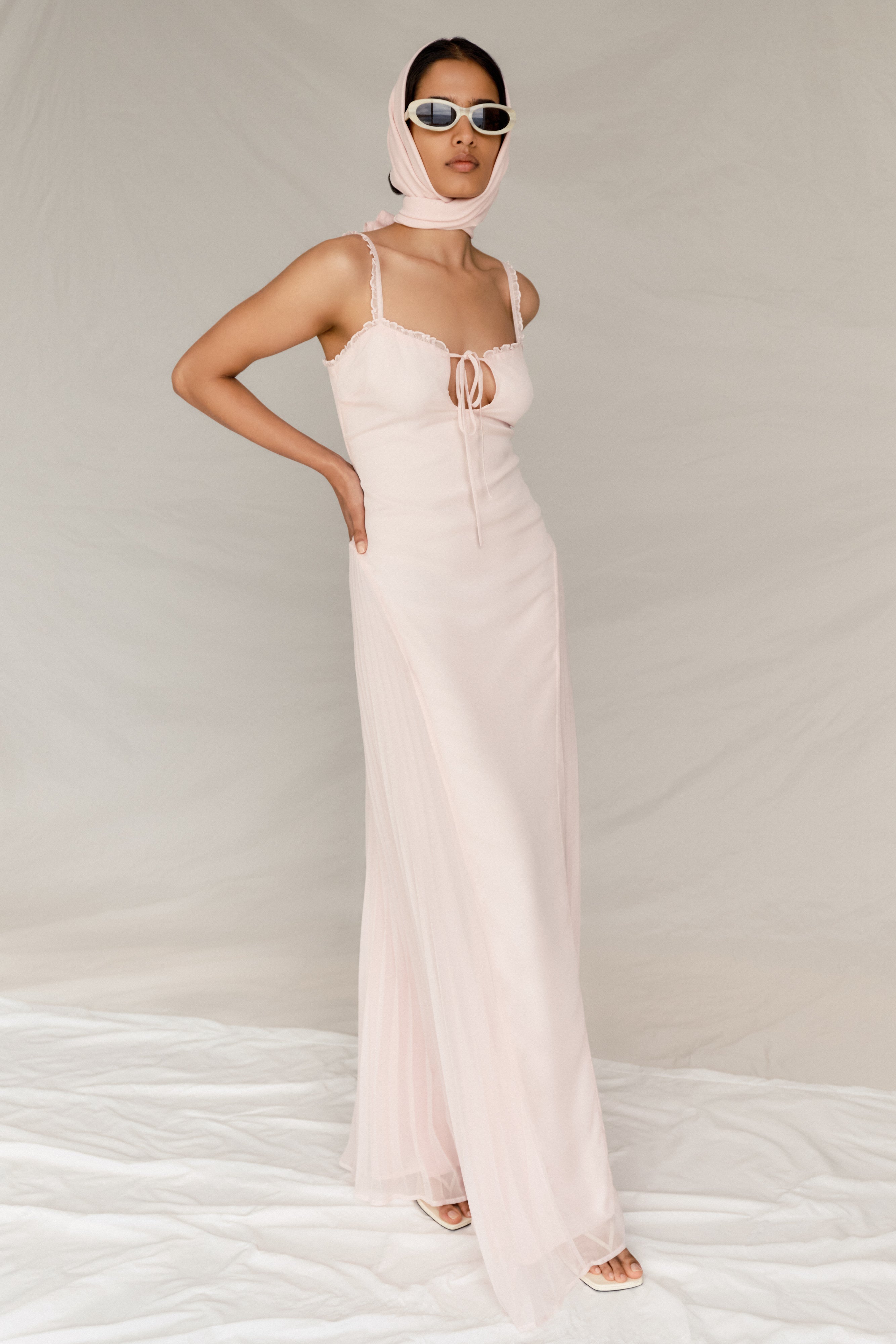 Saira Chiffon Maxi Dress - Powder Pink、mySite、solidvoid