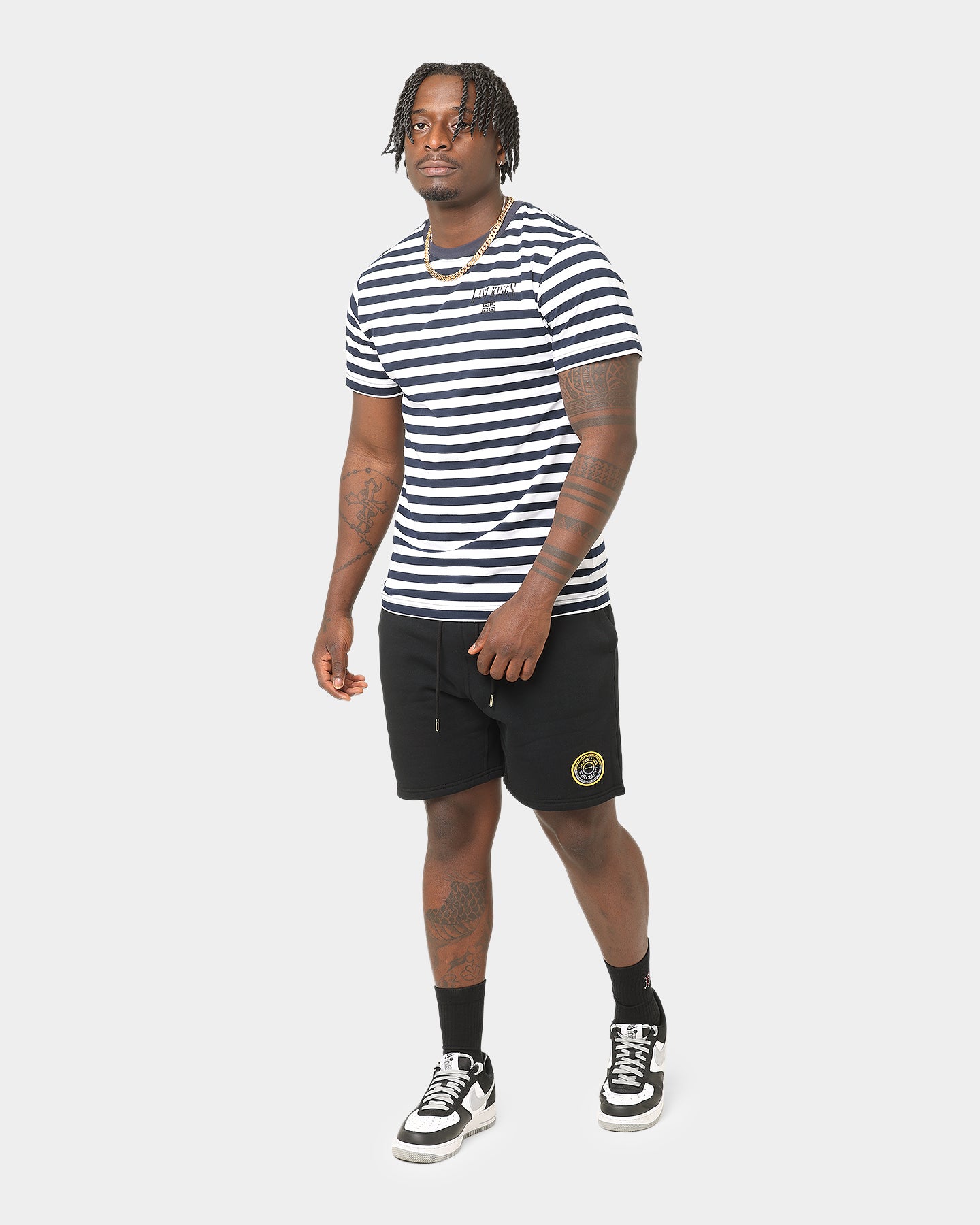 Last Kings Stripes Short Sleeve T-Shirt Navy、mySite、zt4zffjzw