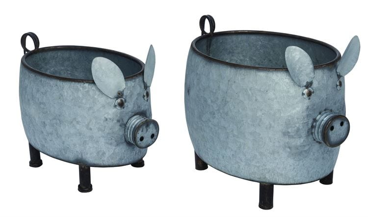 Country Pig Planters Galvanized Metal- Big and CUTE!、mySite、g9winljtr