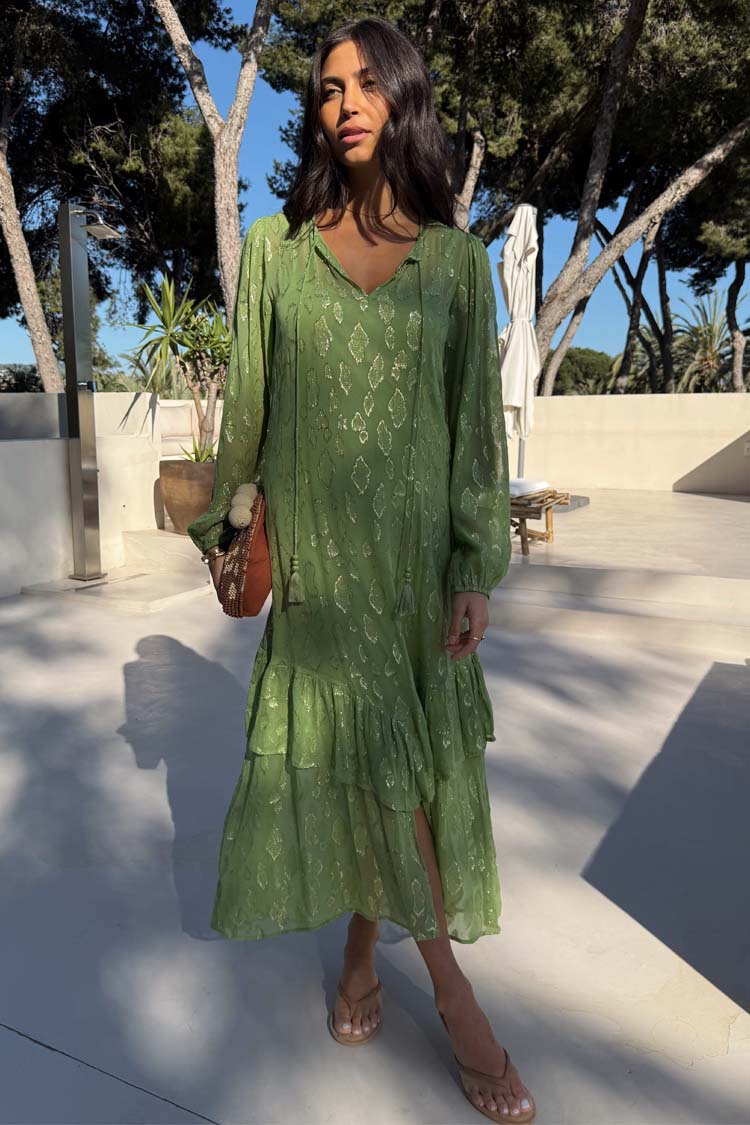 Green Jacquard Harmony Dress、mySite、solidvoid