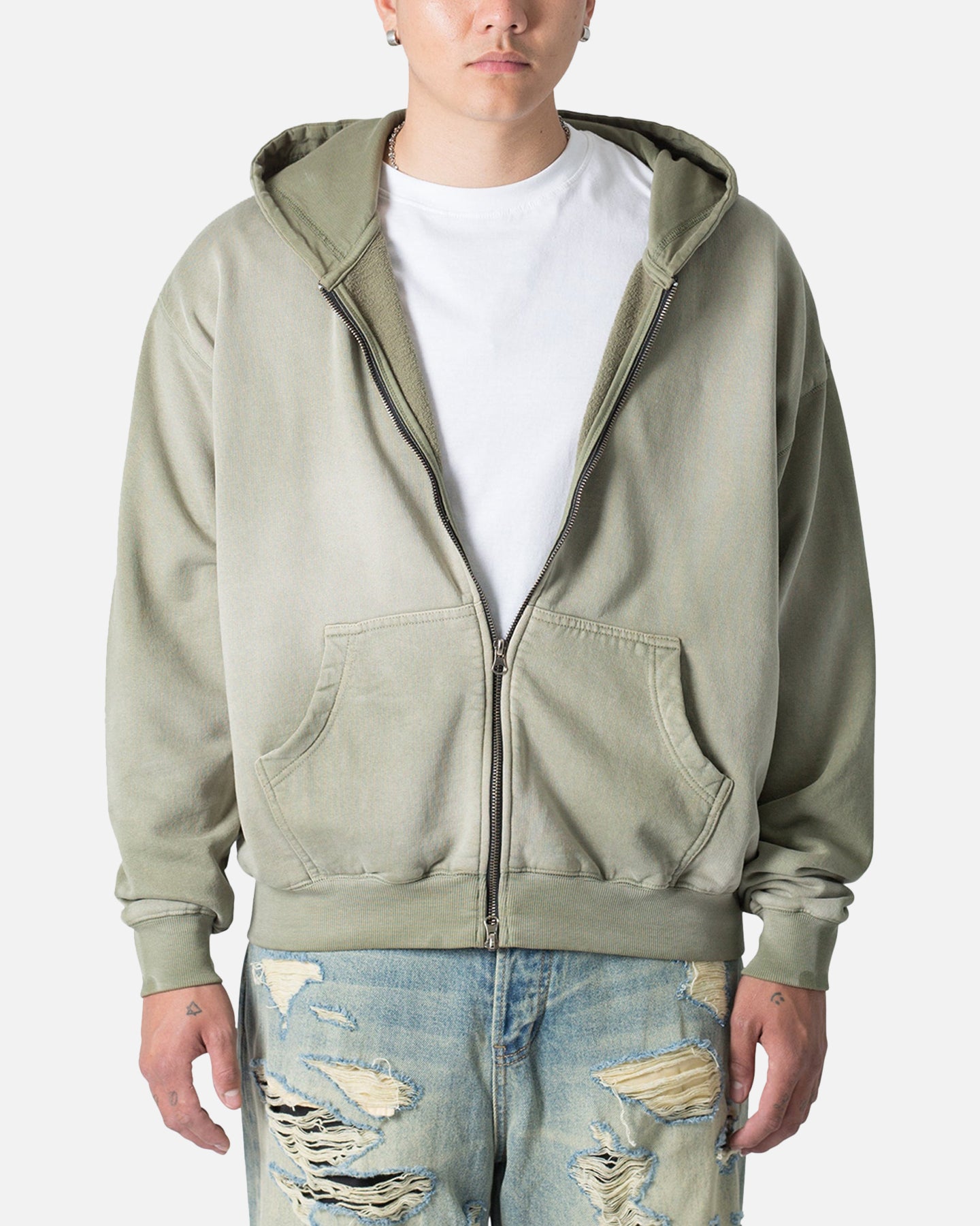 MNML Faded Basic Zip Up Hoodie Washed Olive、mySite、zt4zffjzw
