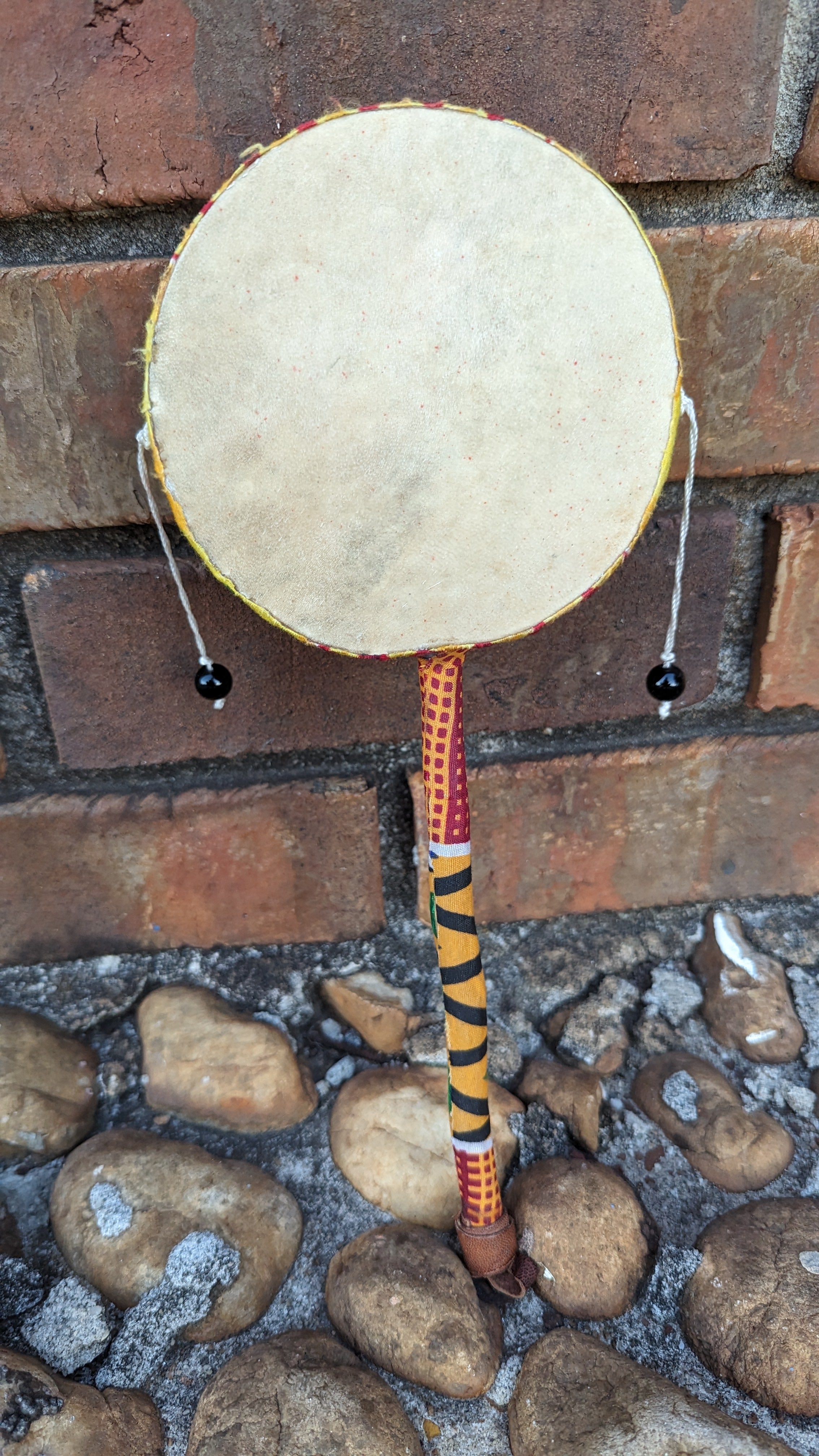 Itnahsa Handheld African Percussion Drum trimmed with Kente Print-DPADPD1、mySite、solidvoid