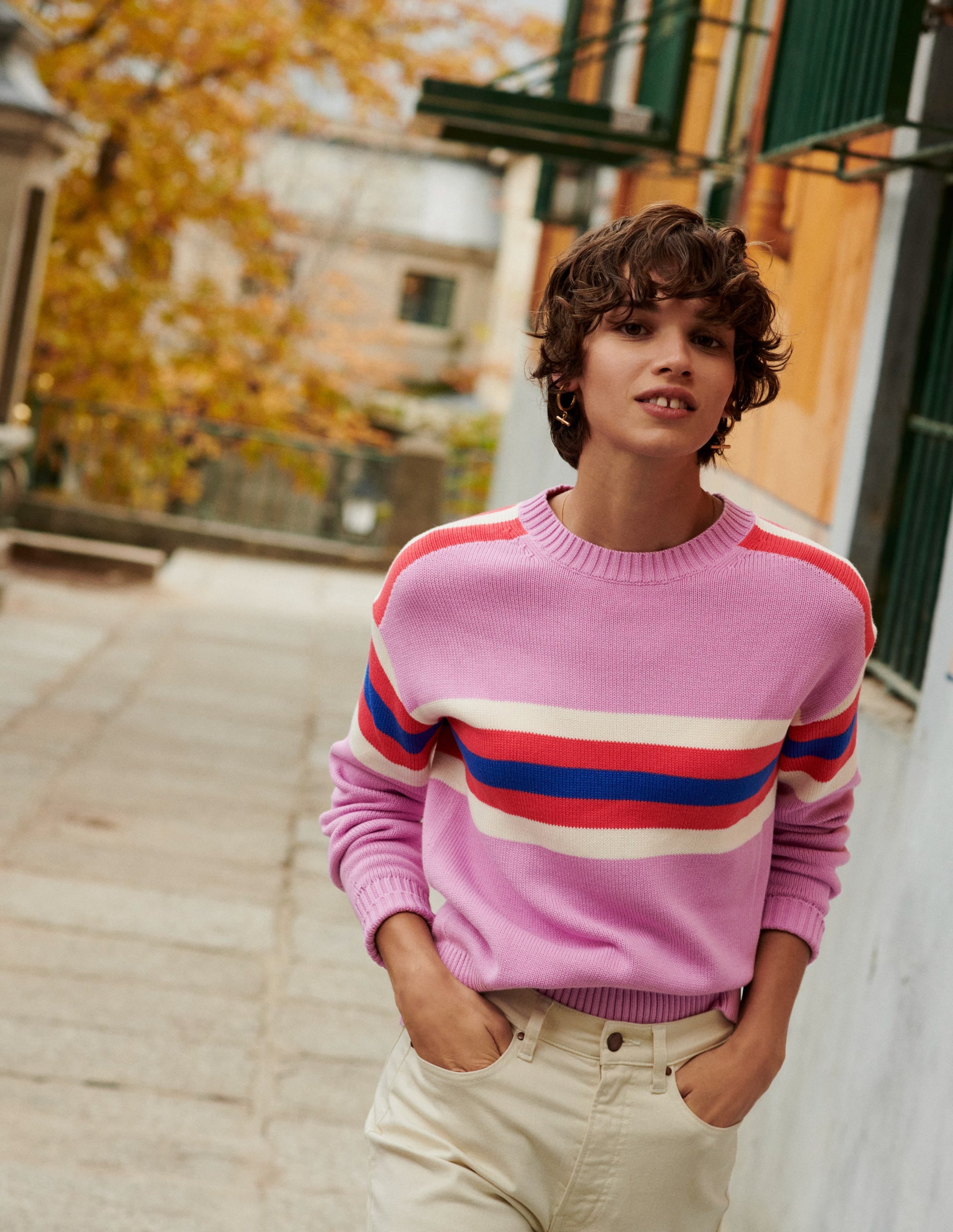  Stripe Knitted Jumper-Lilac, Warm Ivory, Red Stripe、mySite、ashleygrahame