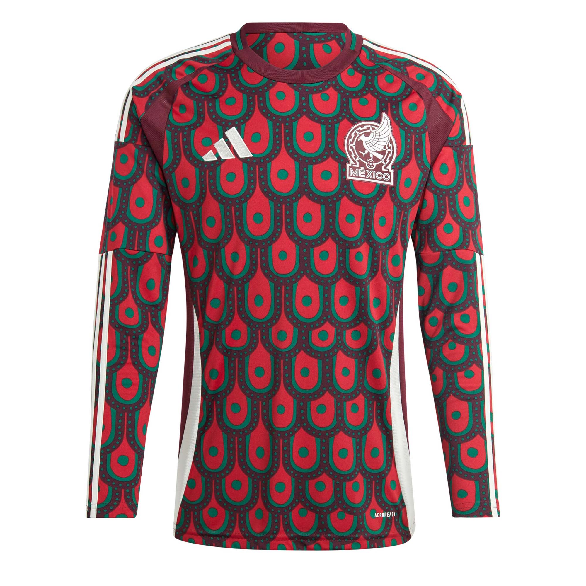 adidas Men's Mexico 2024/25 Home Long Sleeve Jersey Multicolor、mySite、noshort