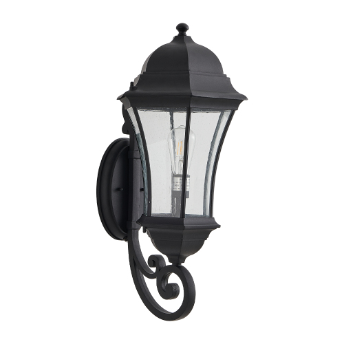 27"(H) 1-Pack Outdoor Wall Lantern with Dusk to Dawn Sensor, Black Weatherrproof Exterior Light Fixture with Clear Bubble Glass, Vintage Wall Sconce for Porch, Patio, Entryway, and Garage (No Bulb)、、eastwooduniform