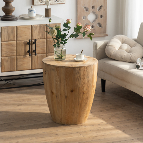 31.50"Vintage Style Bucket Shaped Coffee Table for Office, Dining Room and Living Room(Same SKU:W757P170149)、、xpatfood