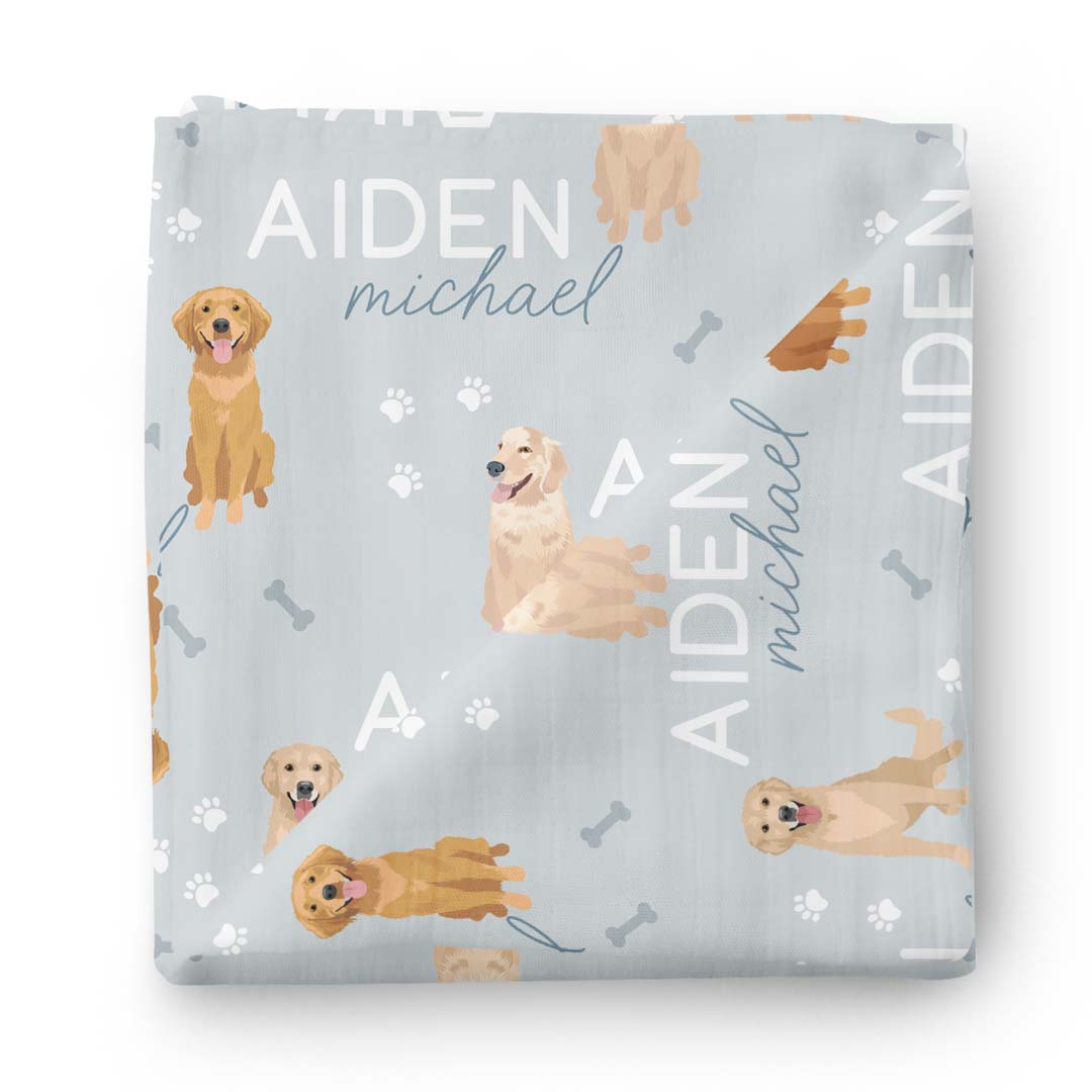  Personalized Baby Name Swaddle Blanket | Golden Retriever、mySite、layawaytickets