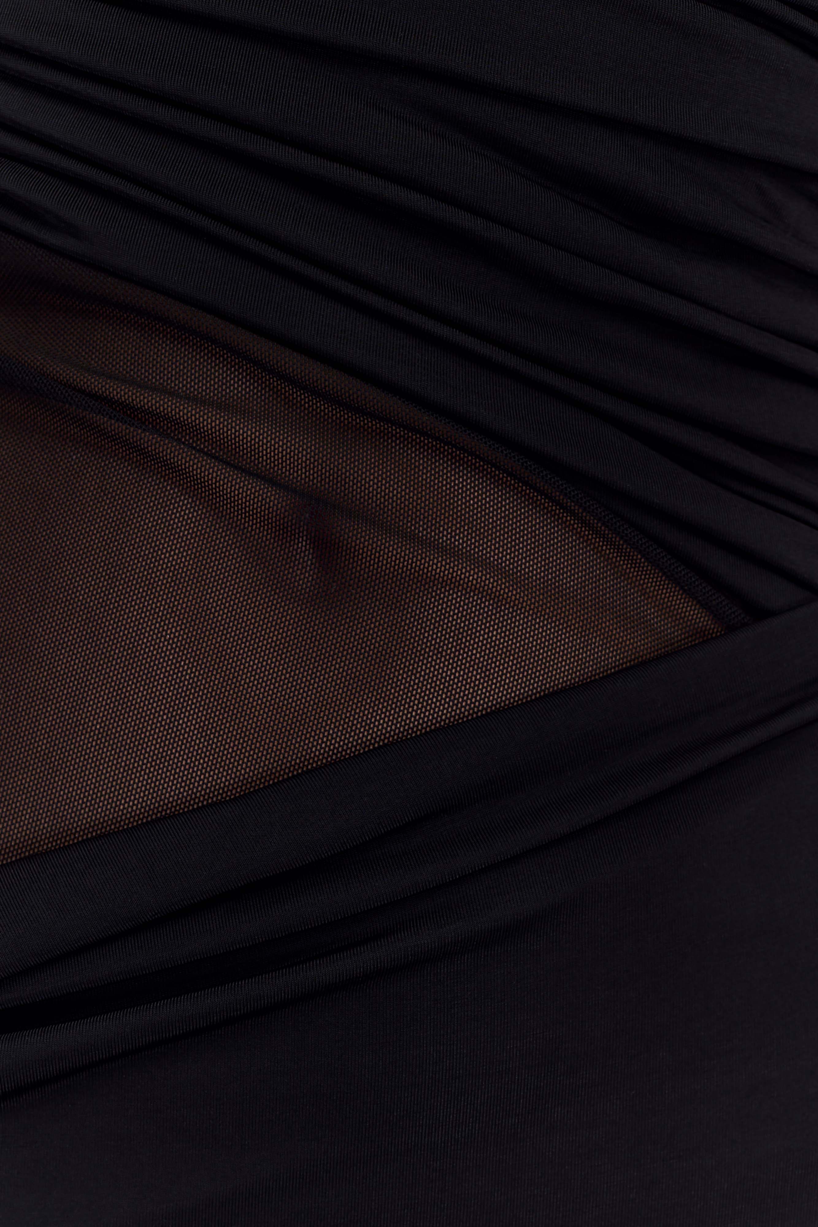 Callen One Shoulder Slinky Maxi Dress - Black、mySite、solidvoid