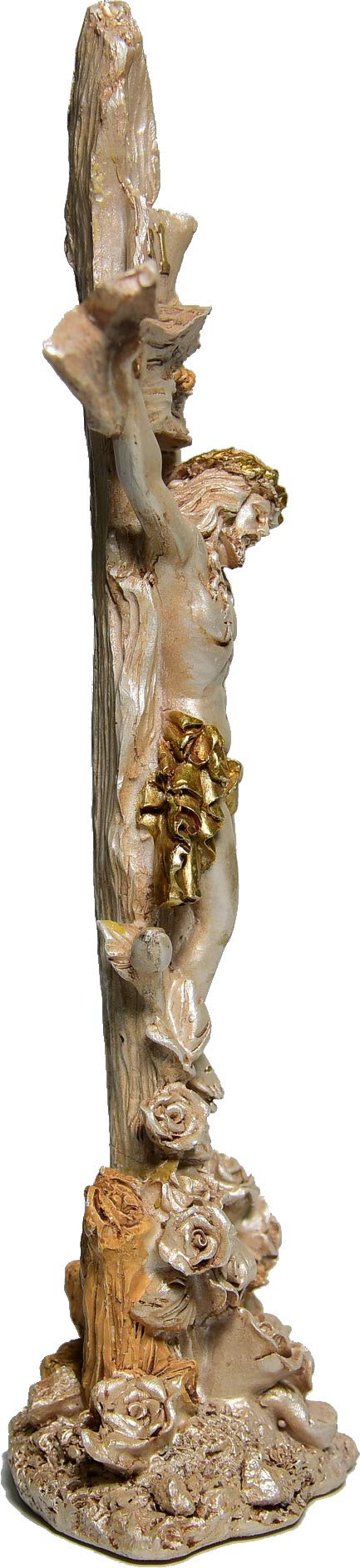 Holy Land Market Flowering Spring Easter Resin Table Standing Crucifix ( 27.5 cm or 11 Inches )、mySite、topwebapps