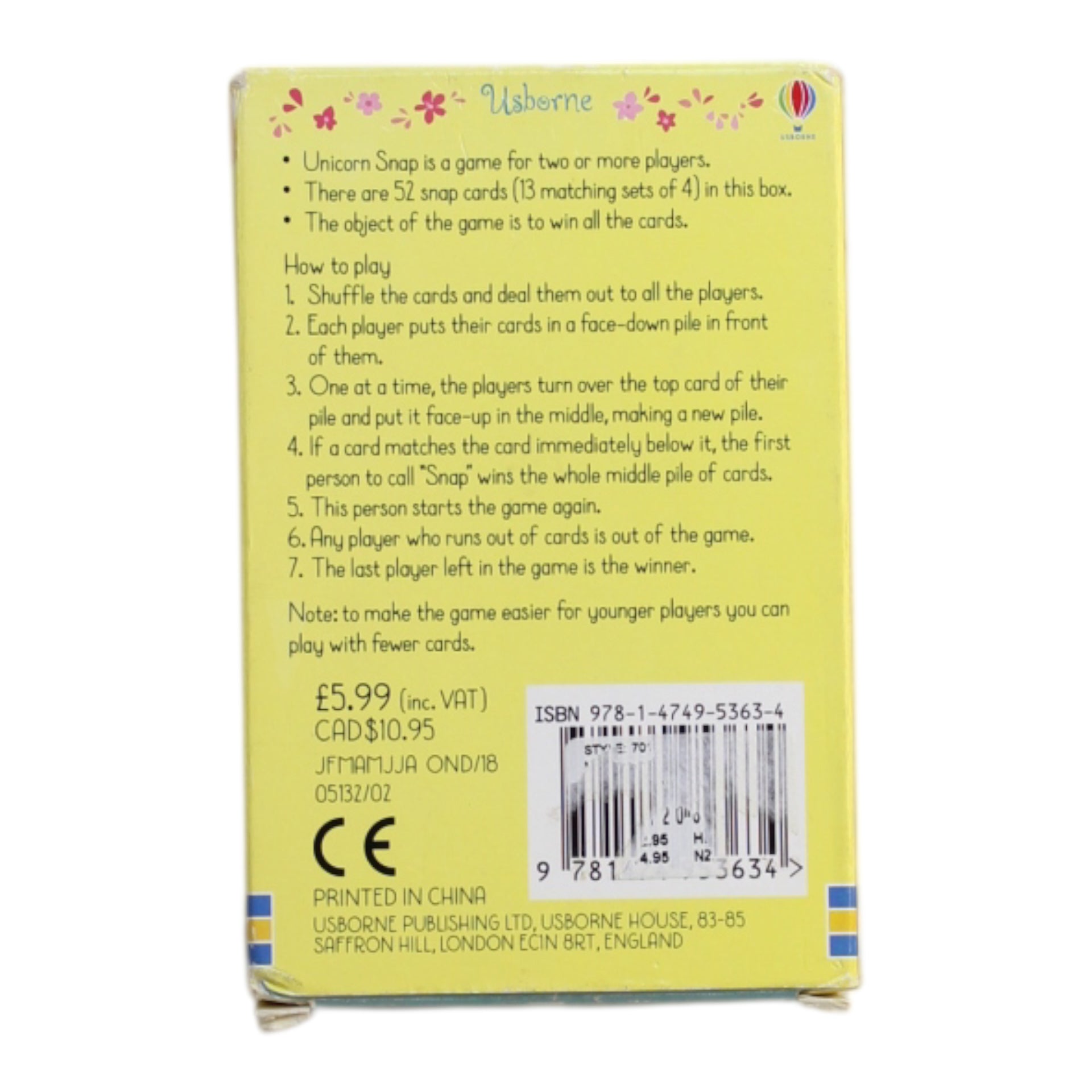 Usborne Unicorn Snap Card Game O/S、mySite、g9winljtr