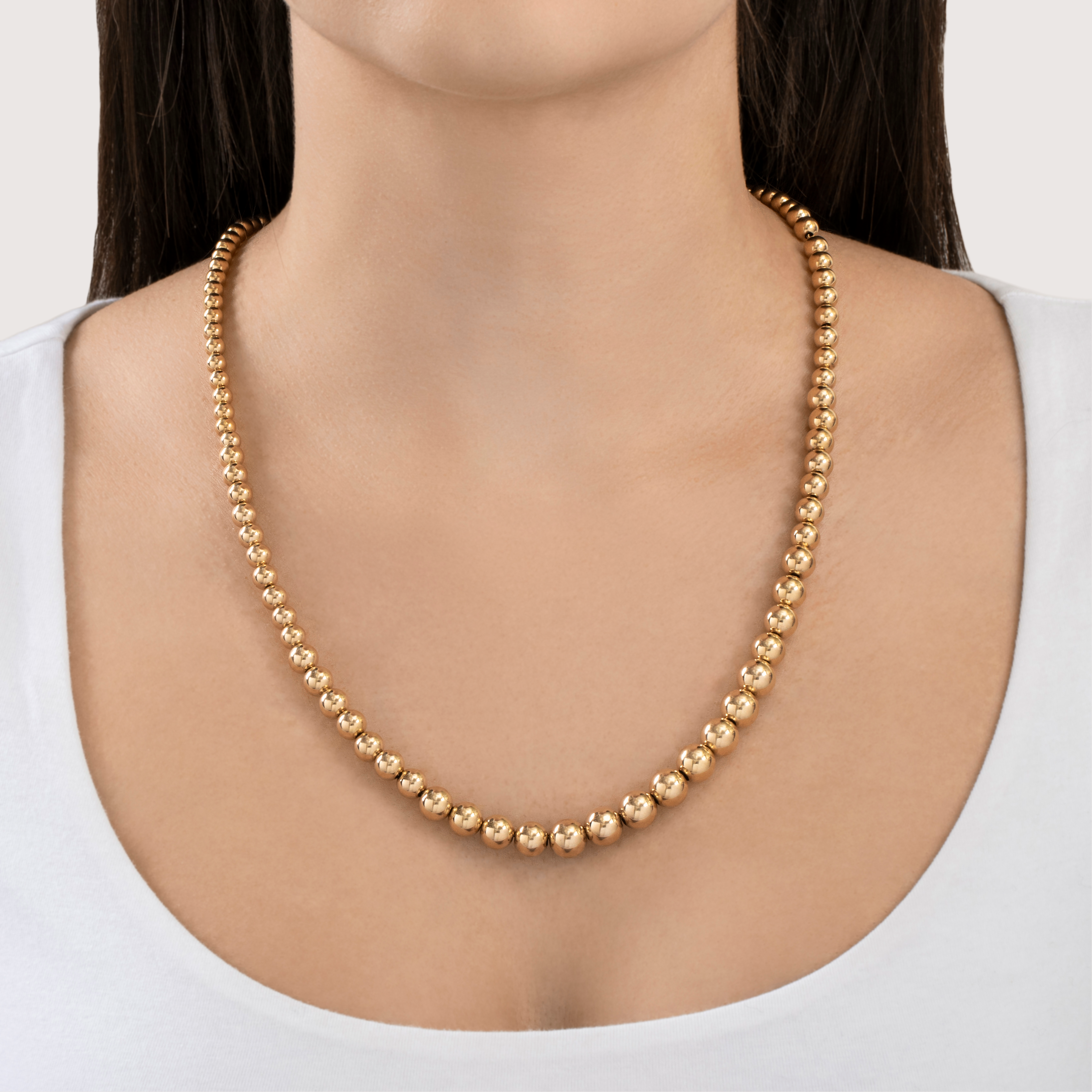 Vintage 14k Yellow Gold Dramatic Graduated Beads Necklace 23、mySite、hinf8tx79
