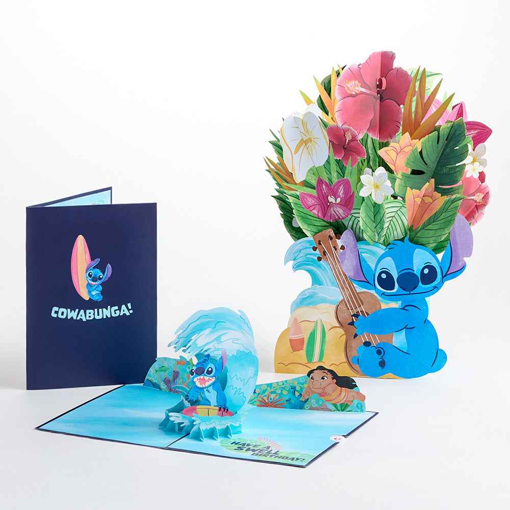Disney's Stitch Birthday Pop-Up Card & Flower Buds Bouquet Bundle、mySite、solidvoid