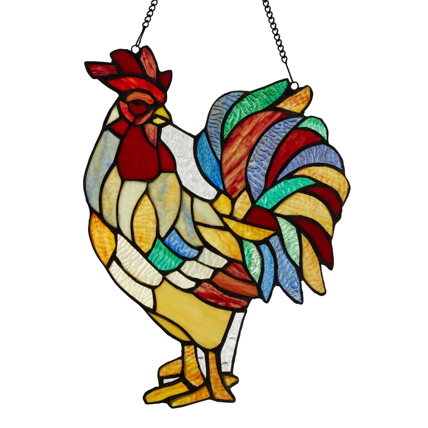 Rooster Tiffany Style Stained Glass Hanging Hand Made、mySite、g9winljtr