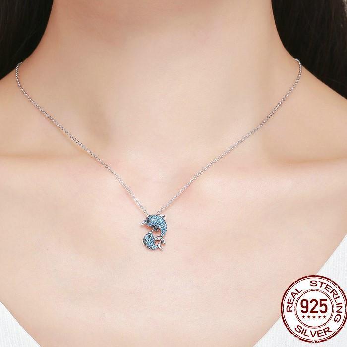 Dolphin Necklaces (4 Styles) in 925 Silver with Blue Cubic Zirconia、mySite、g9winljtr