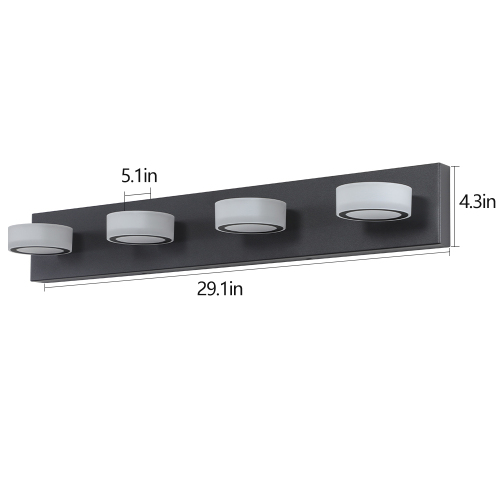 (Same as W1340110595/L2010) 45" Modern 6-Light LED Vanity Light, Sleek Black Bathroom Wall Light Fixture for Mirror, Shower, and Bathroom Decor、、eastwooduniform