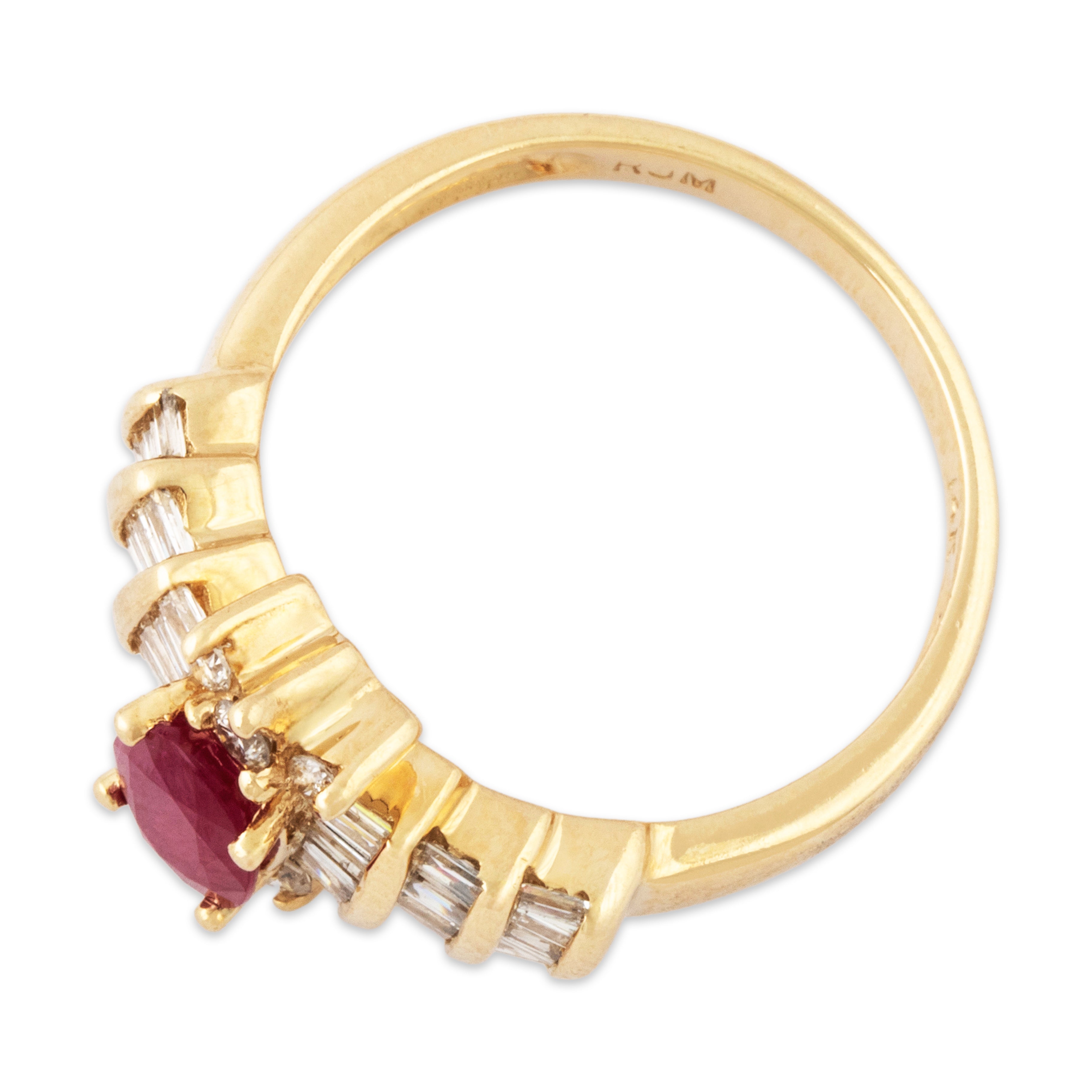 Vintage 14k Yellow Gold .6ct Ruby Diamond Sparkling Crimson Halo Ring 6.75、mySite、hinf8tx79