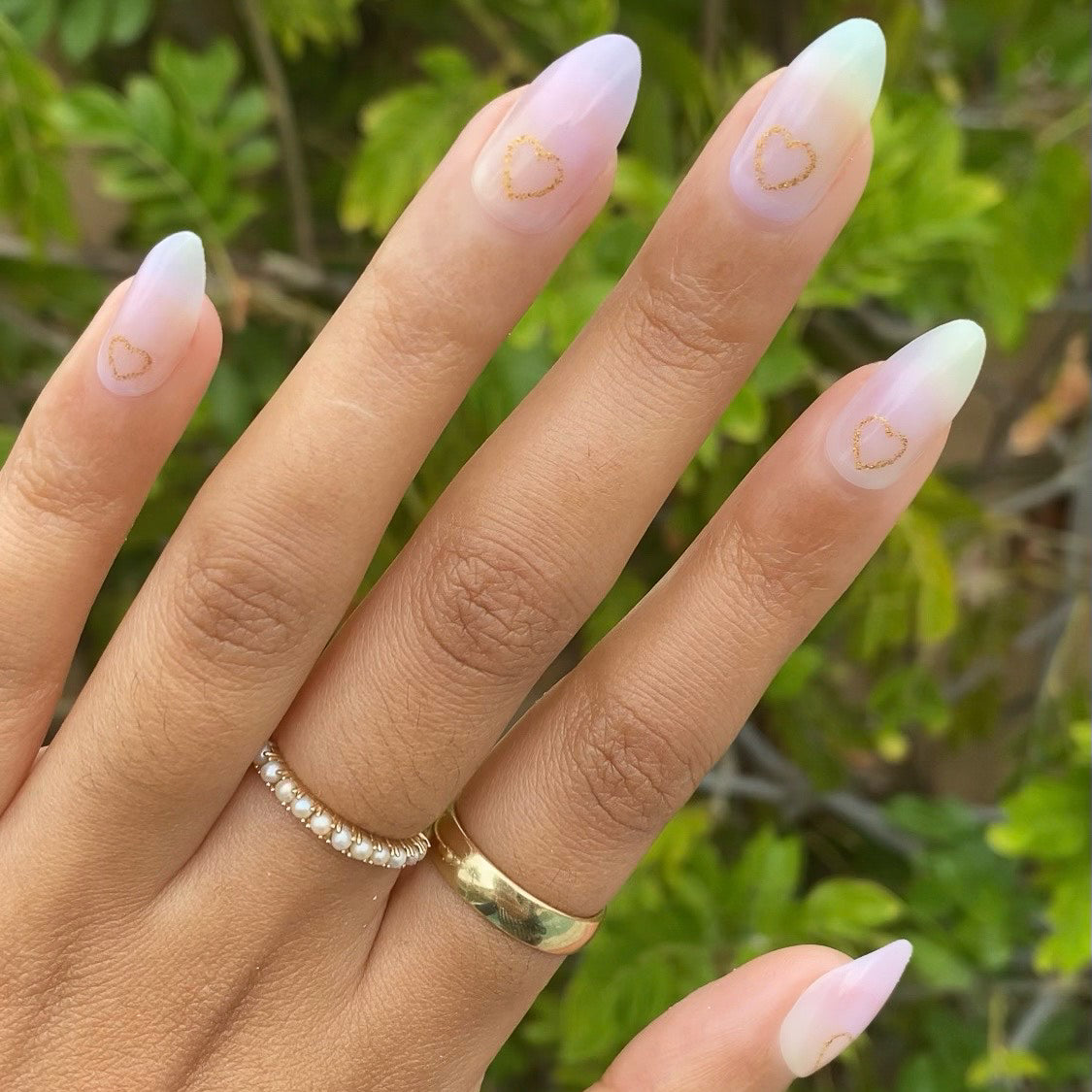 Glitter Heart Ombre | Almond | Medium、mySite、solidvoid