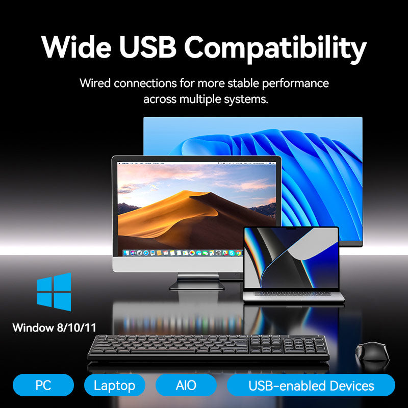 Vention Wireless Full-Sized Silent Keyboard and Mouse Combo Black Slim Type、mySite、fannypackpong