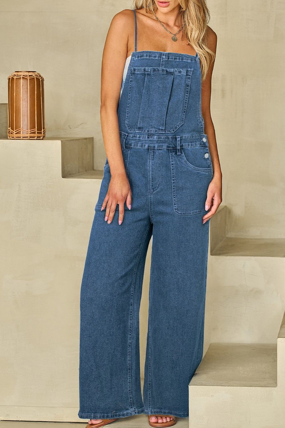  Adjustable Tie Straps Wide Leg Denim Overalls、mySite、justintrudeaud