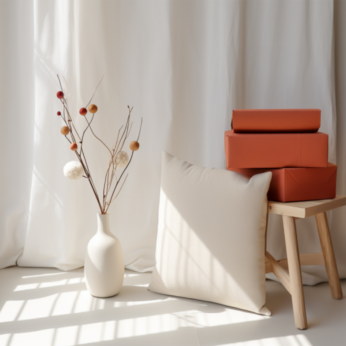 Cotton Cushion Cover Set | Green & Red | Set of 2、mySite、camillekostekn