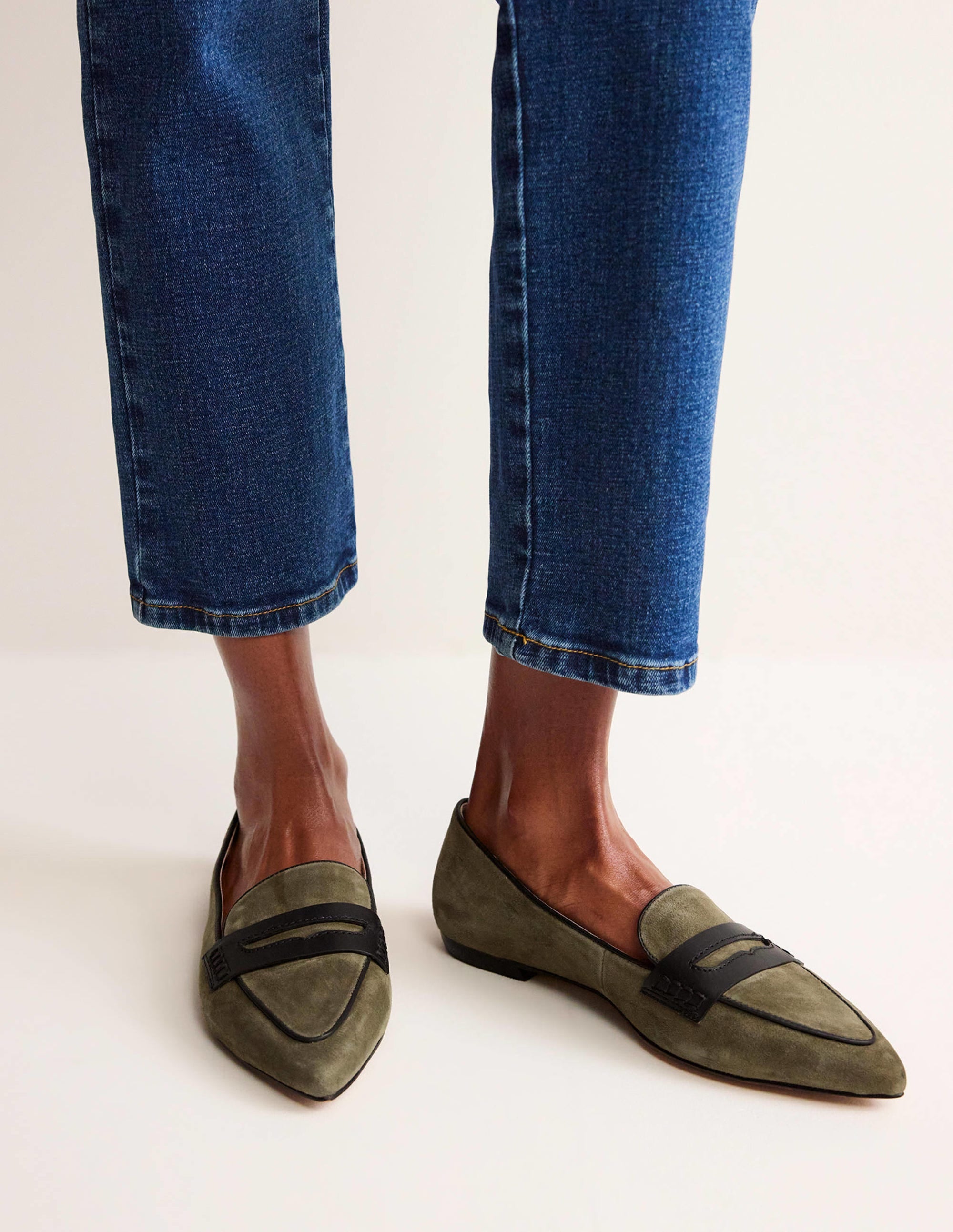  Pointed Loafers-Deep Olive Kid Suede、mySite、ashleygrahame
