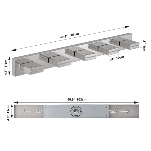 Modern Chrome LED Vanity Light, 5-Lights Wall Sconce for Bathroom and Mirror, Sleek Minimalist Design, Energy-Efficient, Easy to Install、、eastwooduniform