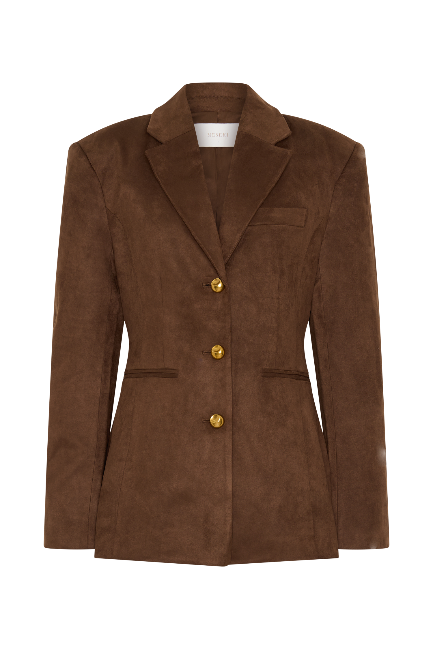 Sally Faux Suede Cinched Blazer - Milk Chocolate、mySite、solidvoid