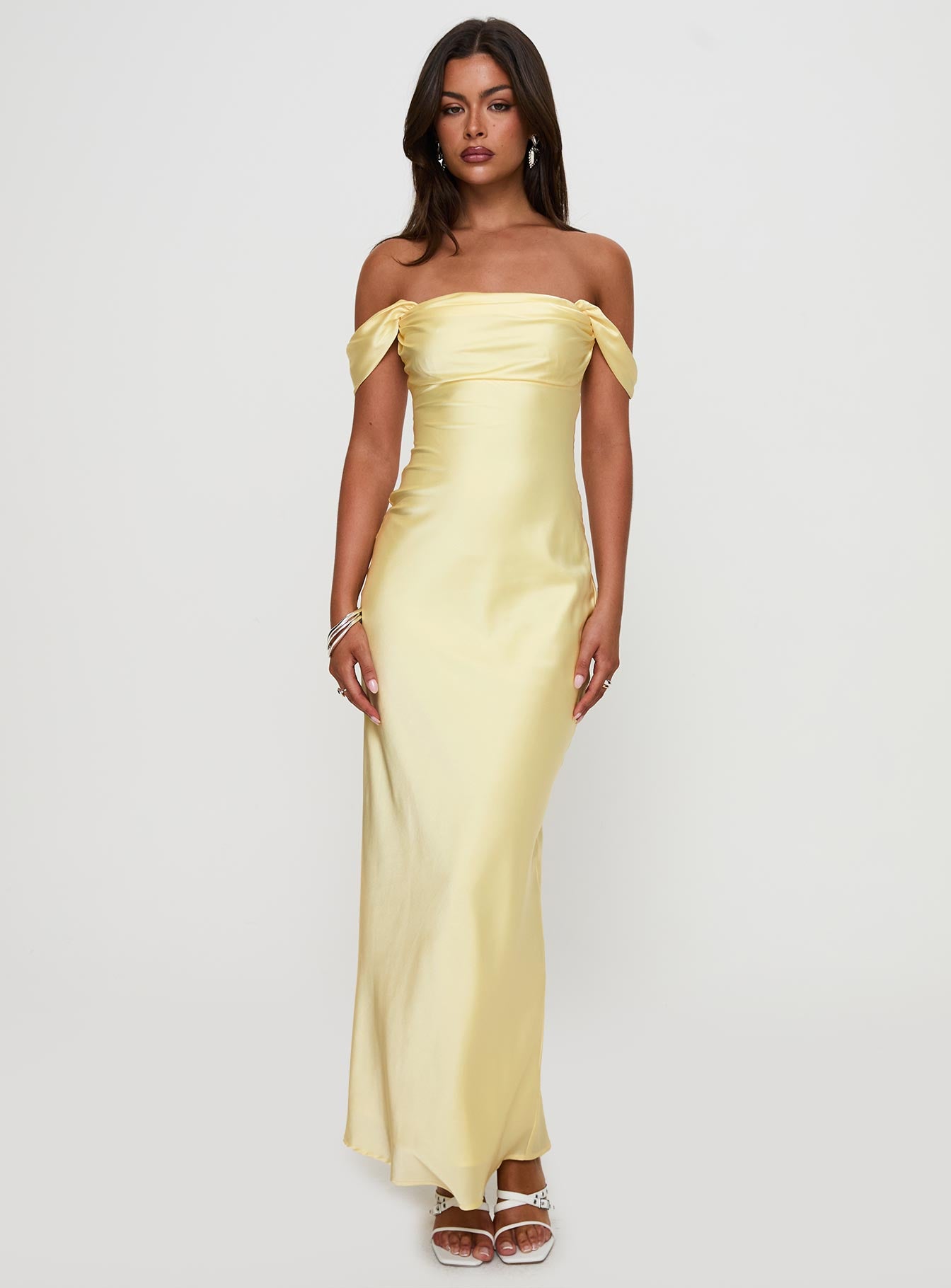 Azura Off The Shoulder Maxi Dress Yellow、mySite、solidvoid