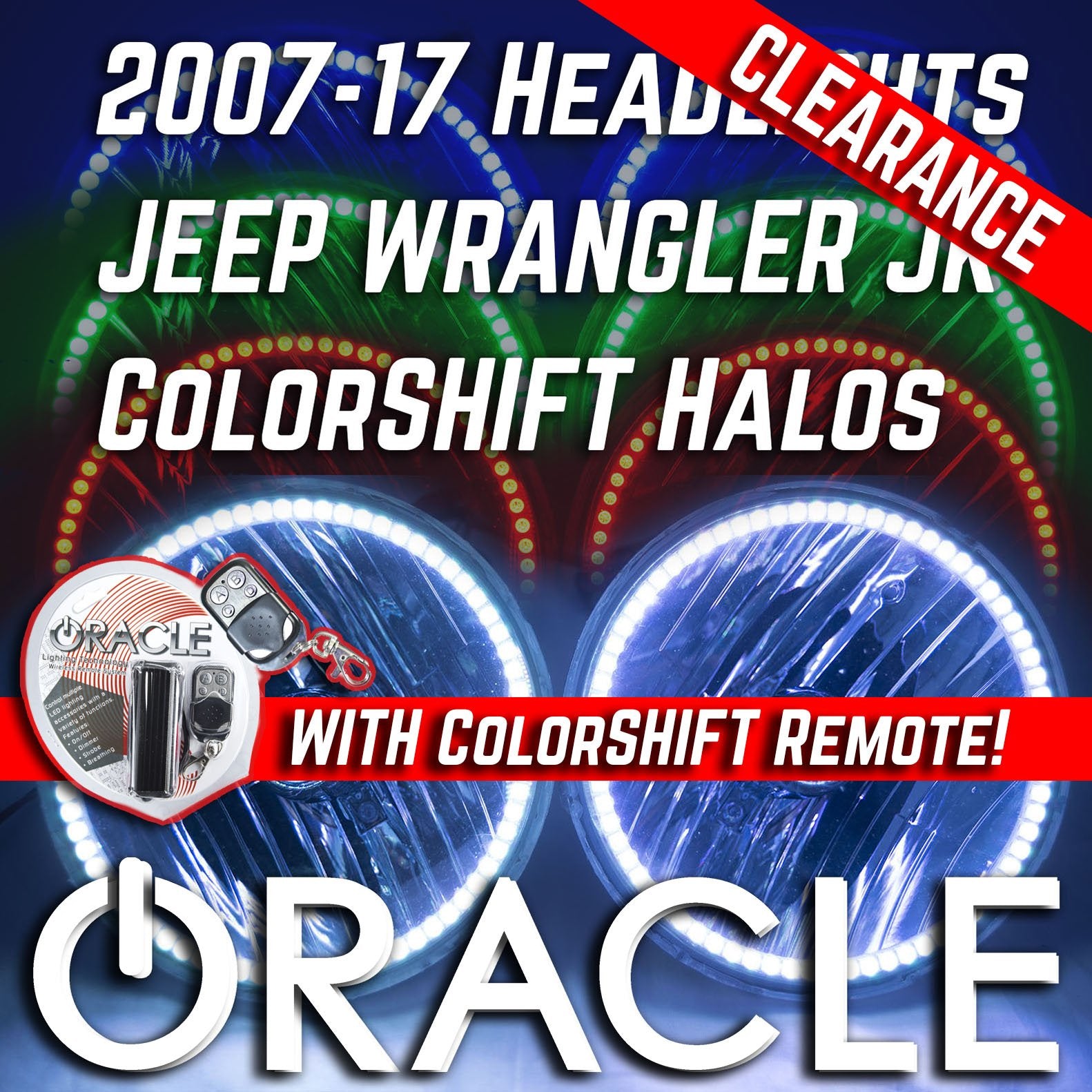 2007-16 Jeep Wrangler JK Headlights - ORACLE ColorSHIFT RGB Halo Kit + 1.0 Remote、mySite、nflplayoffbracketp