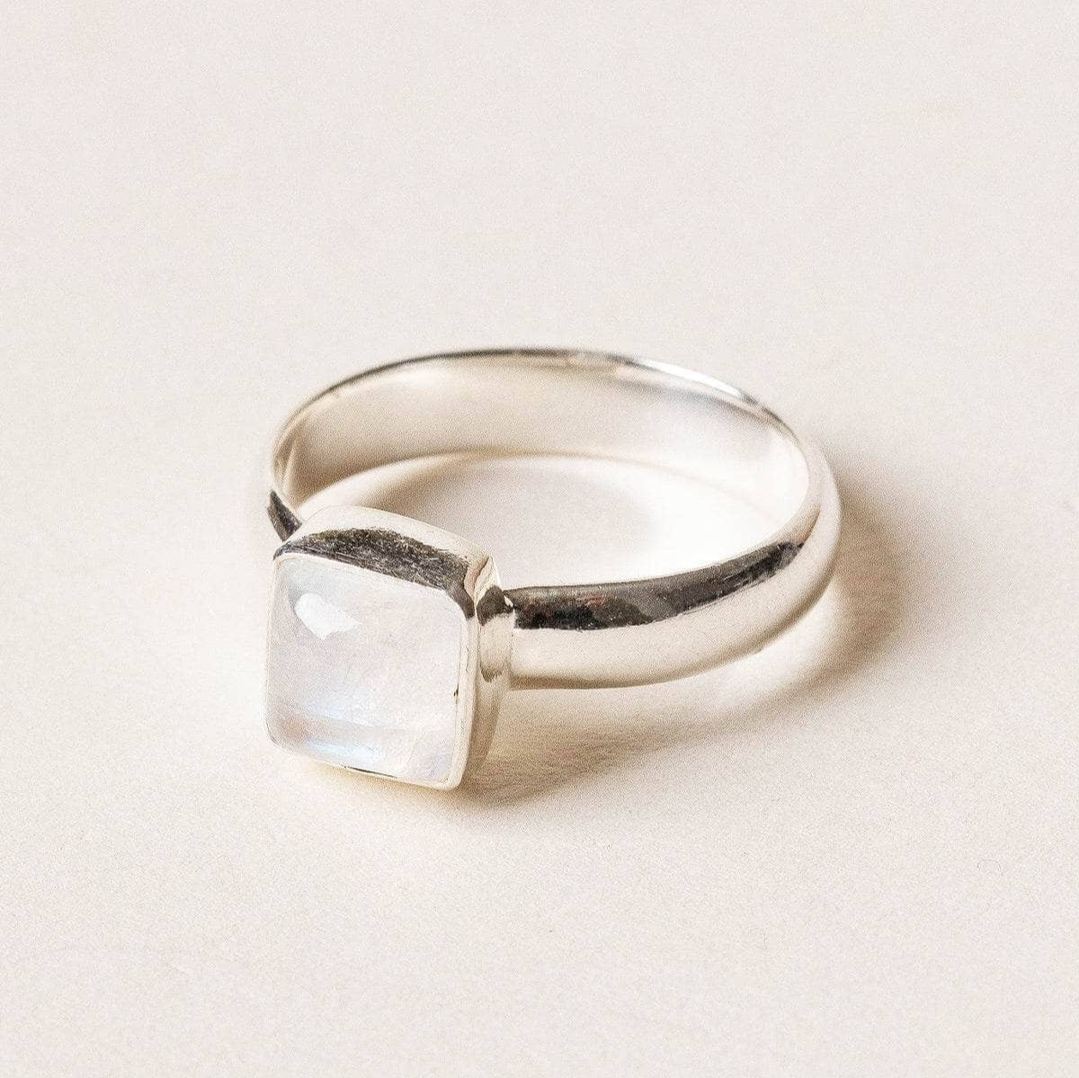 Square Cut Rainbow Moonstone Ring - Size 8、mySite、hinf8tx79