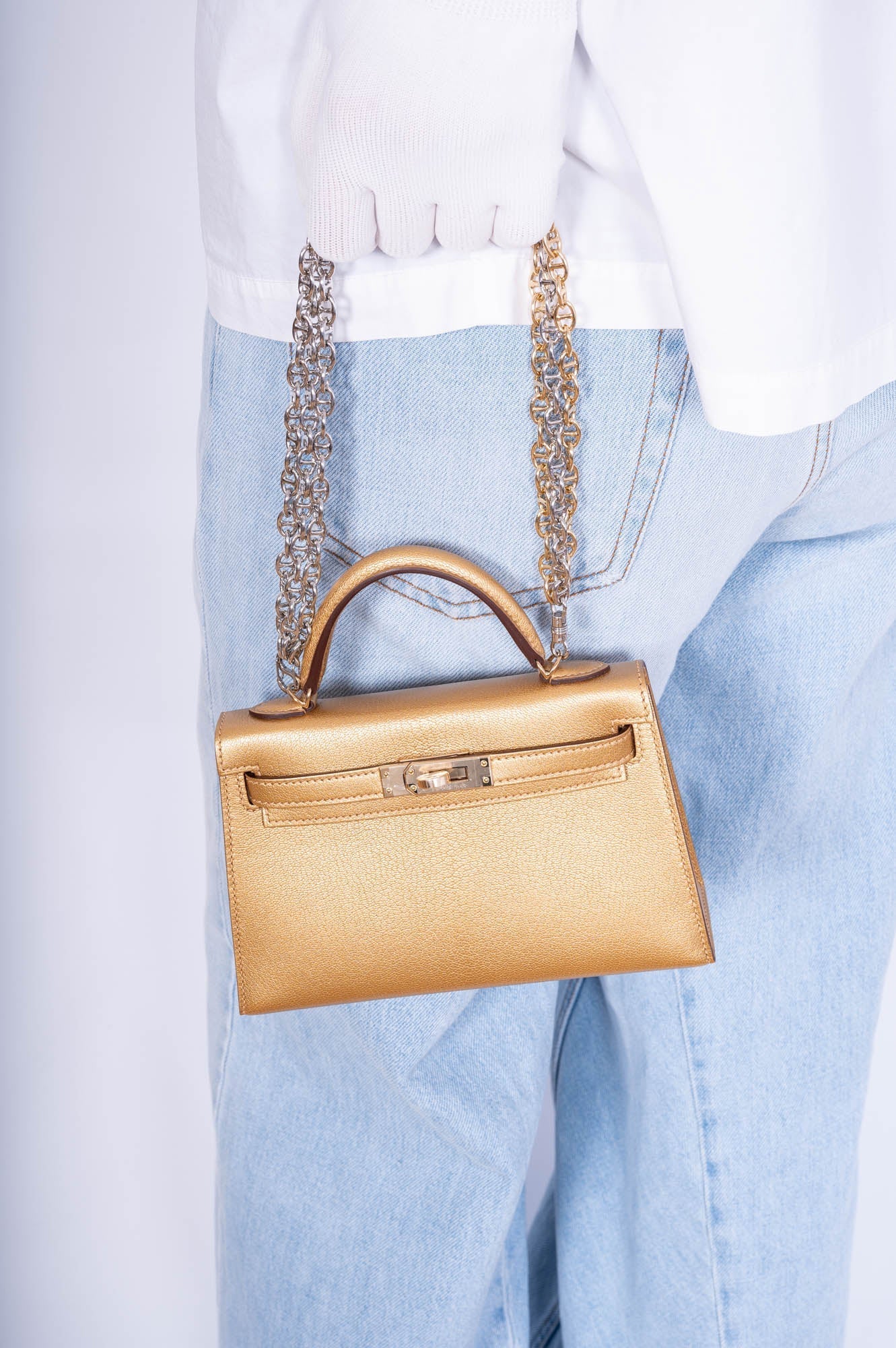 Hermès Kelly 20 Mini Sellier Olympic Gold Metallic Doré Chevre Chamkilight Gold Hardware、mySite、garminoutage.com