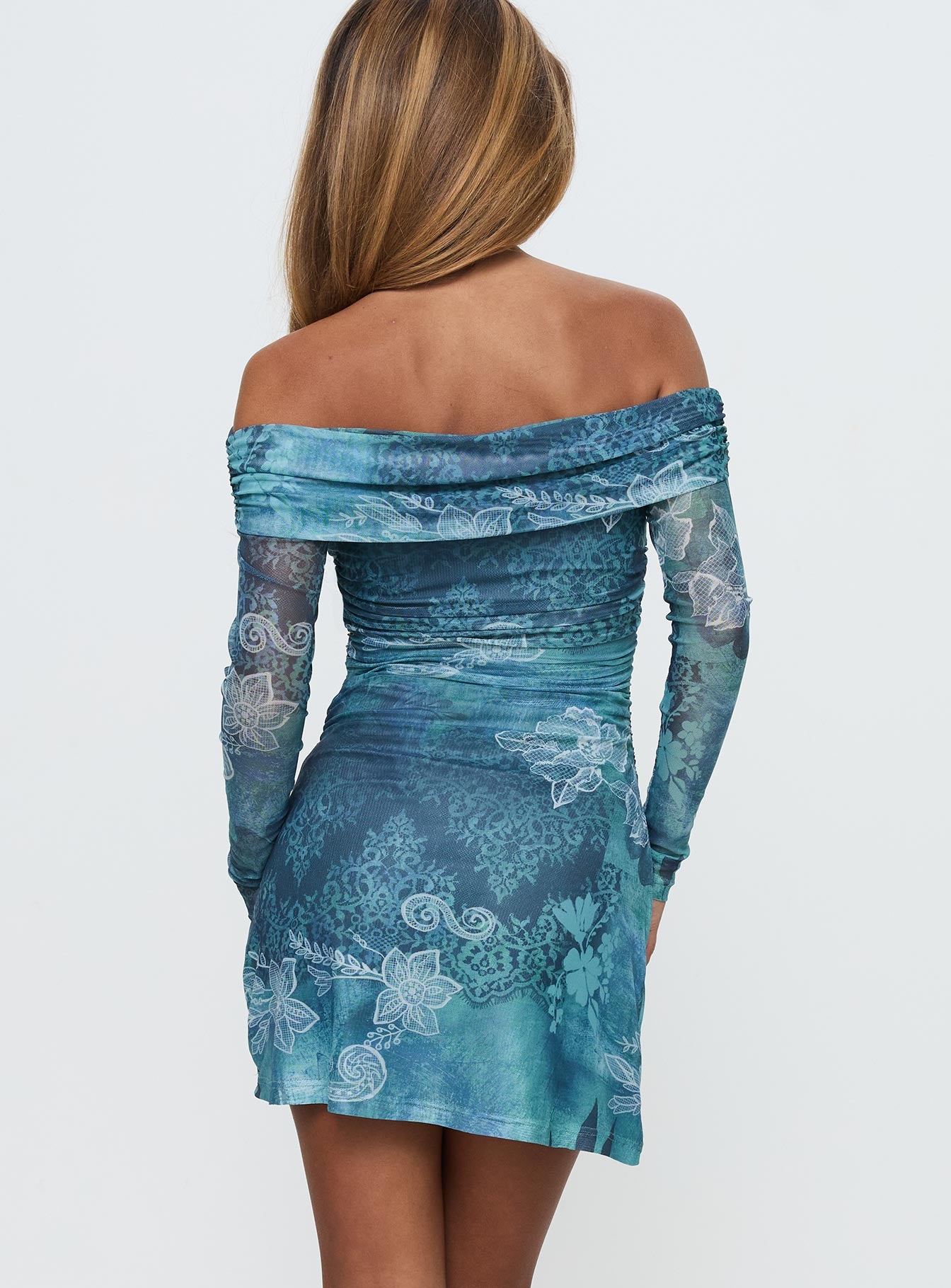 Olympique Long Sleeve Mini Dress Blue Multi、mySite、solidvoid