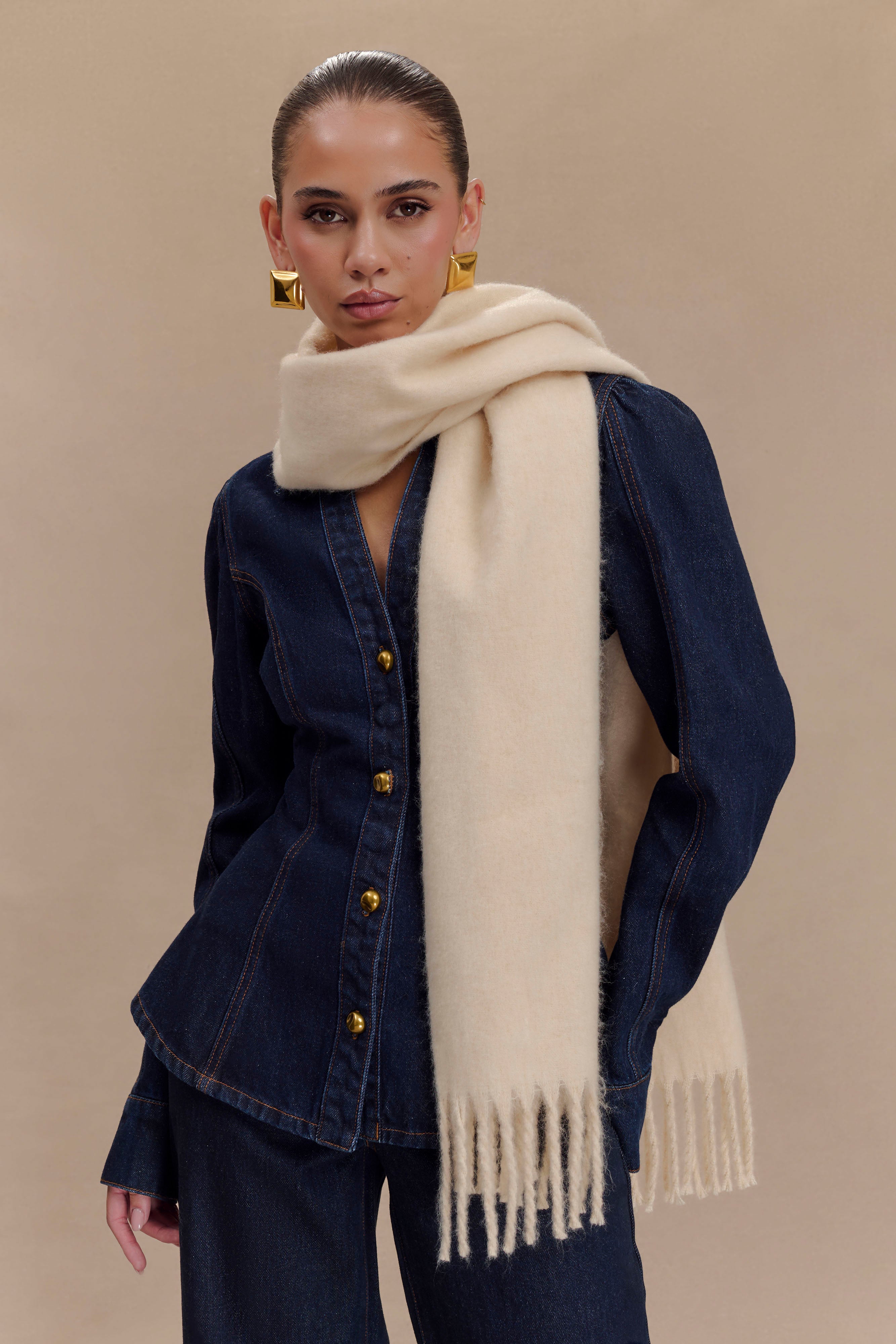 MESHKI Knit Scarf - Oat、mySite、solidvoid