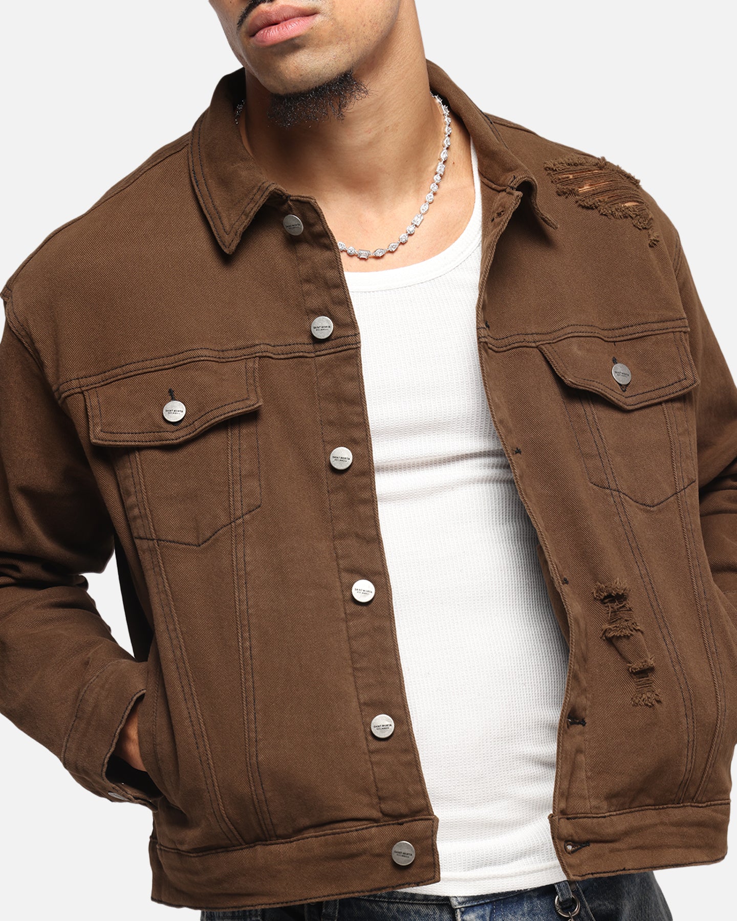 Saint Morta Trucker Denim Jacket Vintage Brown、mySite、zt4zffjzw