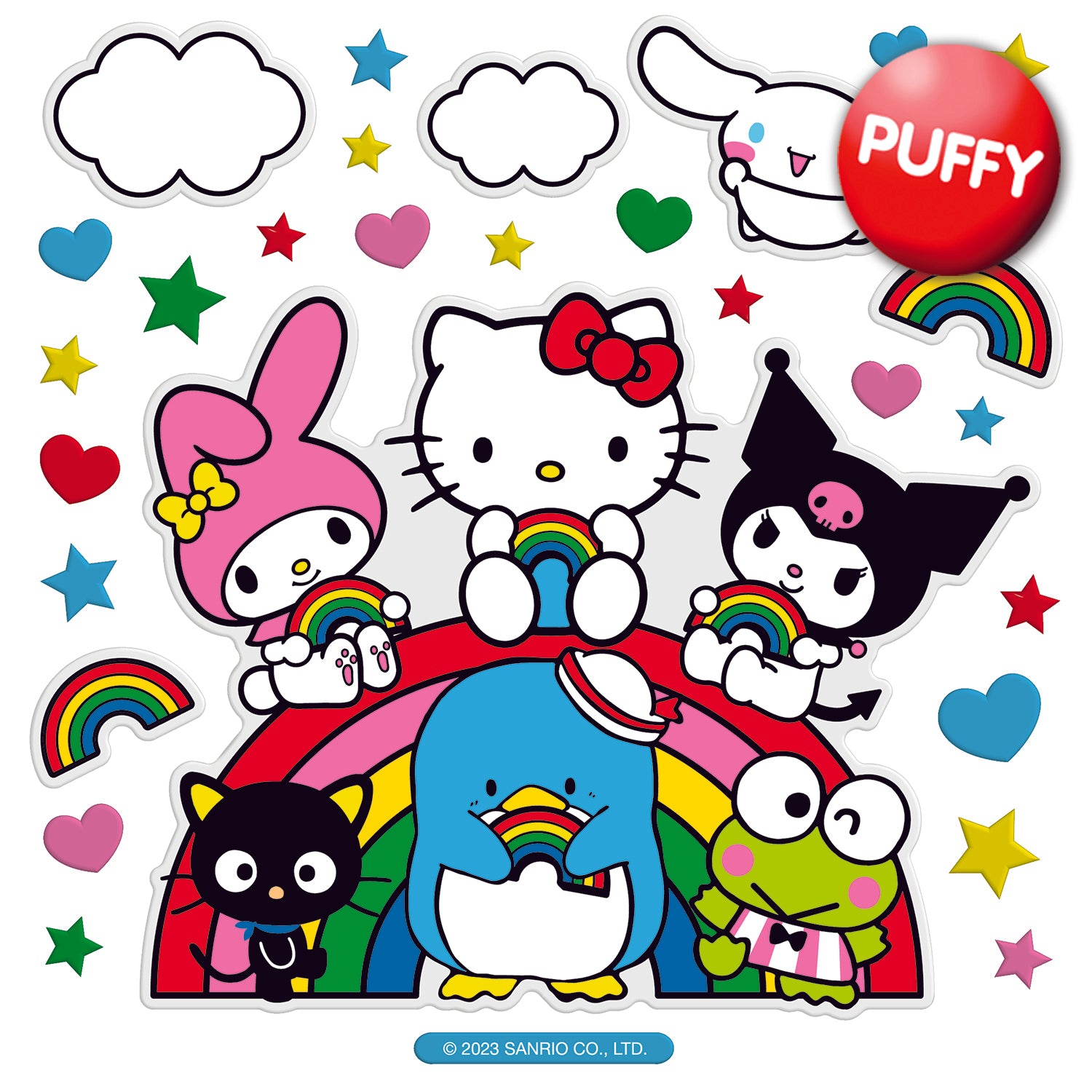  Hello Kitty & Friends Rainbow Pals Super Big Puffy Sticker、mySite、ghnorth