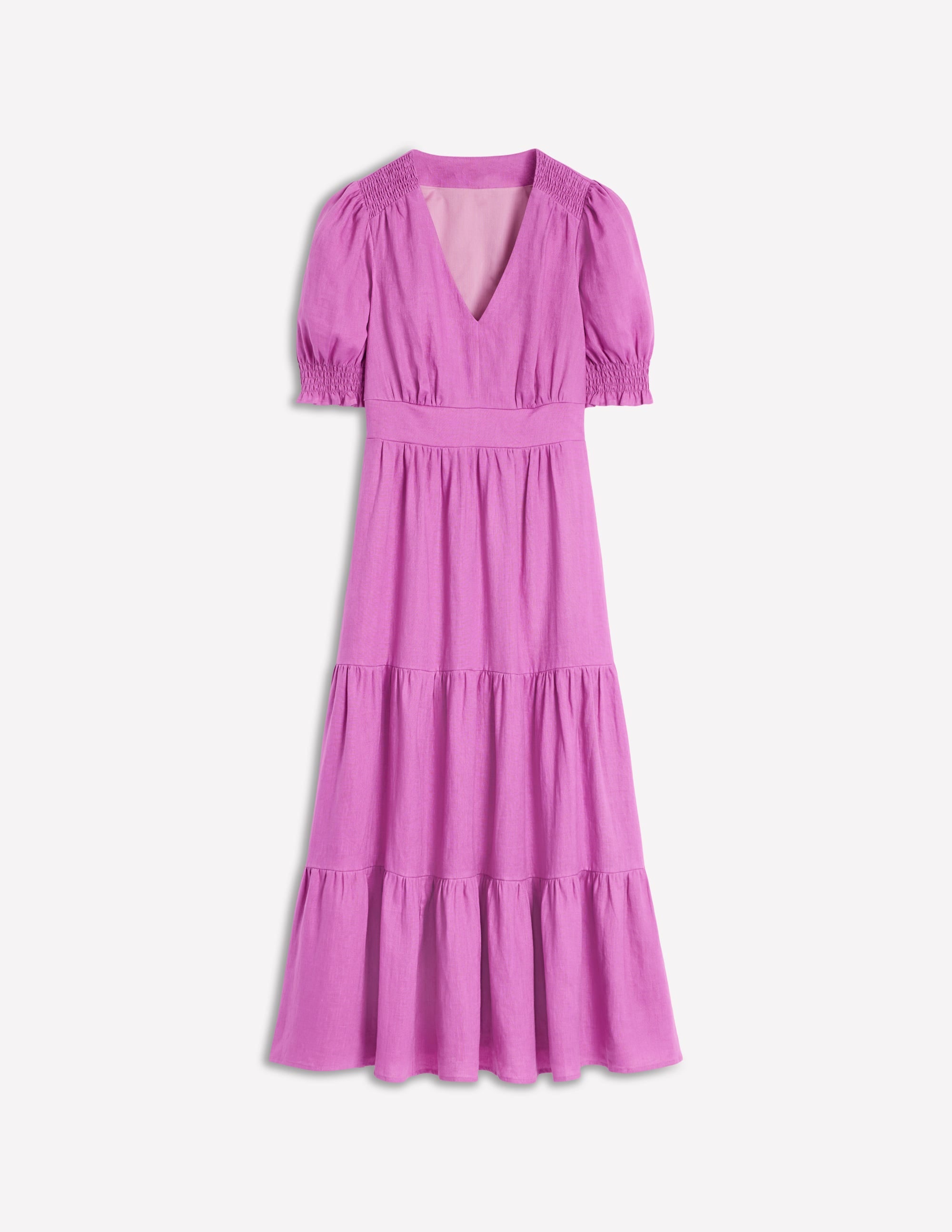  Anna Linen Tiered Midi Dress-Foxglove Purple、mySite、ashleygrahame