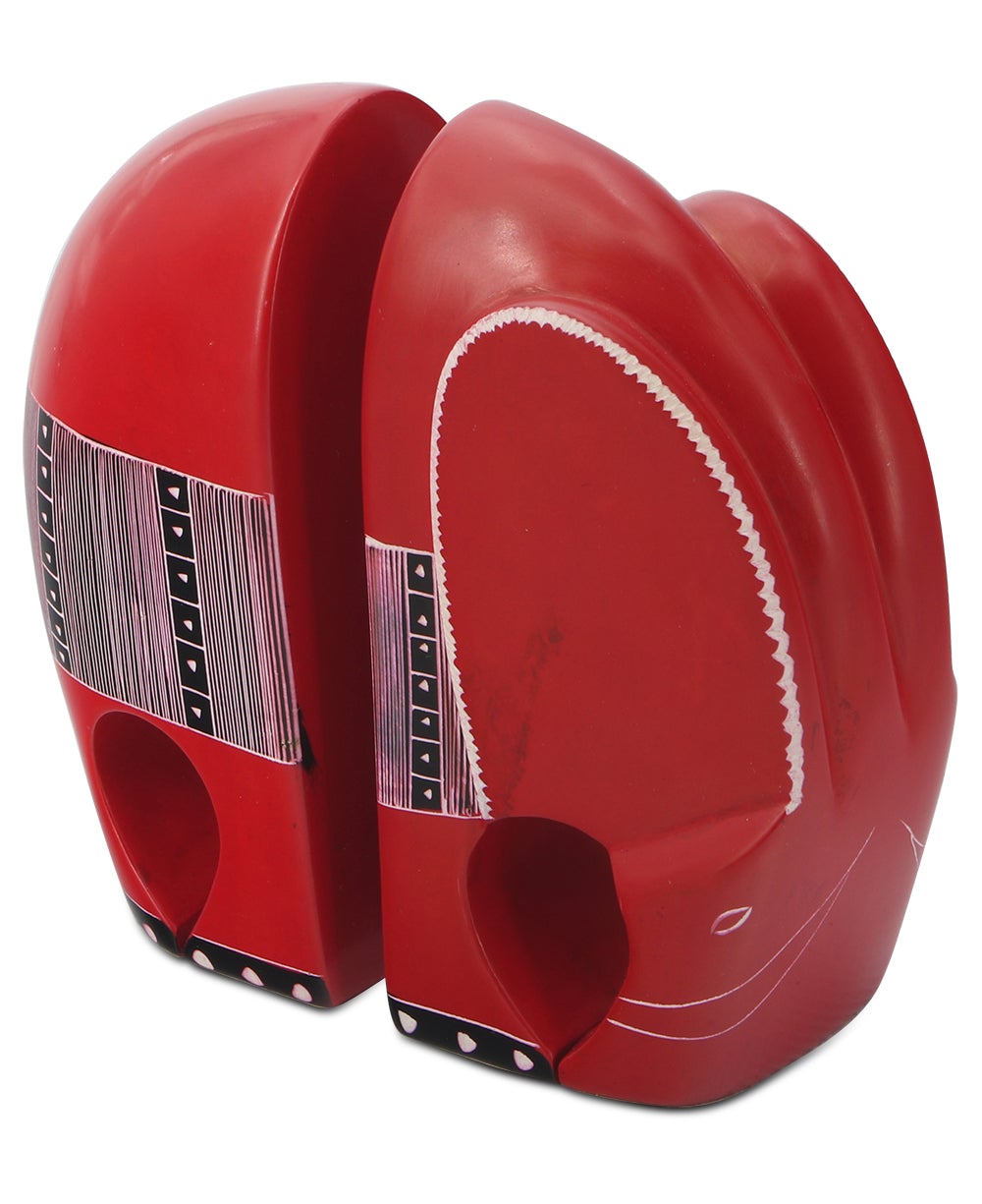 Red Kisii Elephant Bookends with Tribal Patterns、mySite、topwebapps