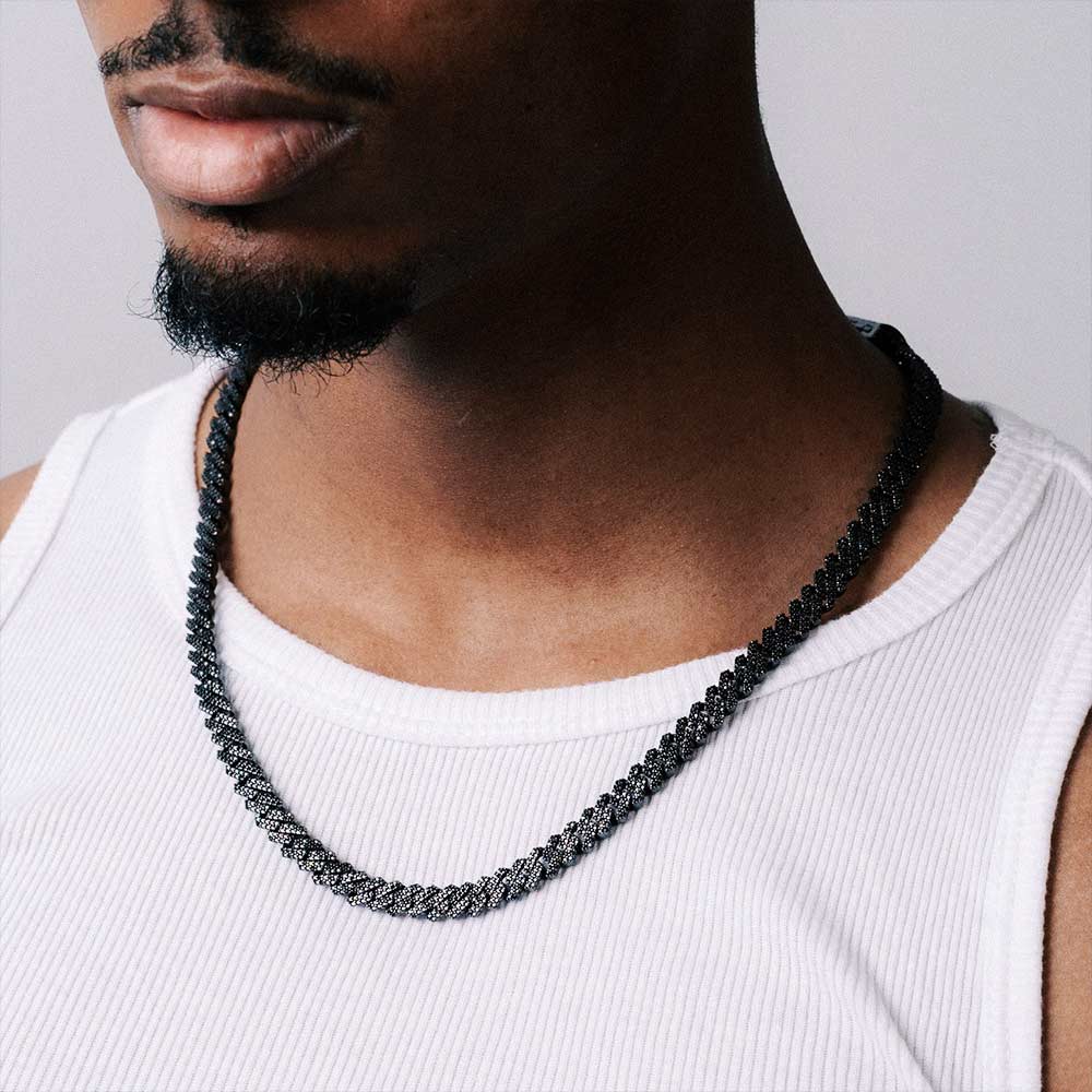 8MM Black Moissanite Prong Cuban Link Chain 14K Black Gold、mySite、hinf8tx79