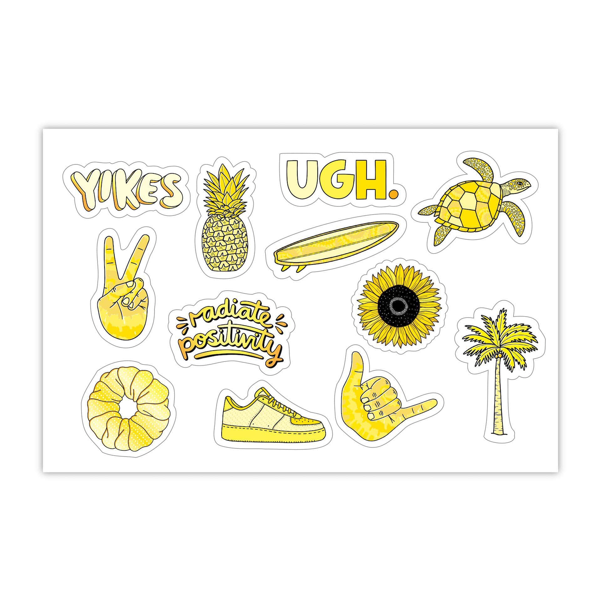  Sheet of Mini Stickers -Yellow Stickers Aesthetic - SMALL miniature 1 x 1 Water Bottle Stickers - VSCO Stickers - Phone Case Stickers - Laptop Stickers - 23 Designs、mySite、elrpsem3k