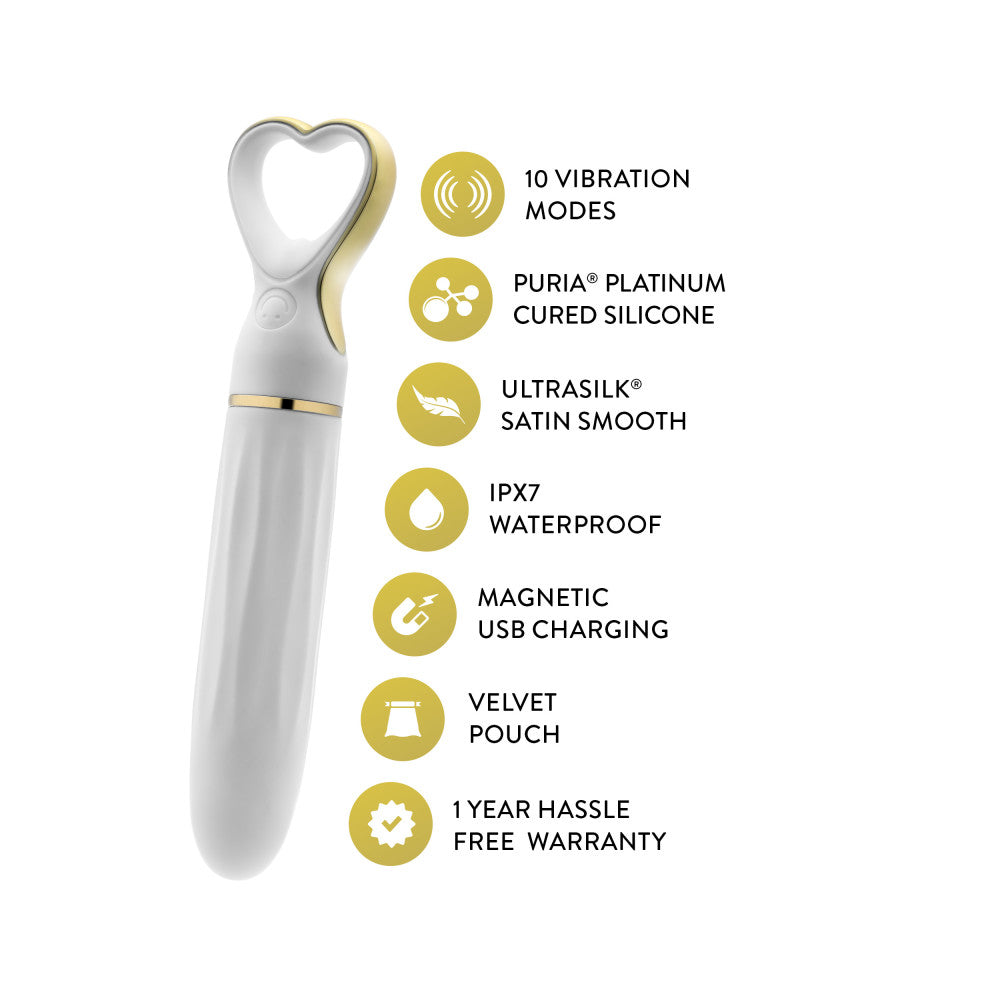 Delice™ By Blush® | Heartthrob Silicone Bullet Vibrator With Heart-Shaped Handle – White Bouquet、mySite、bottomscart