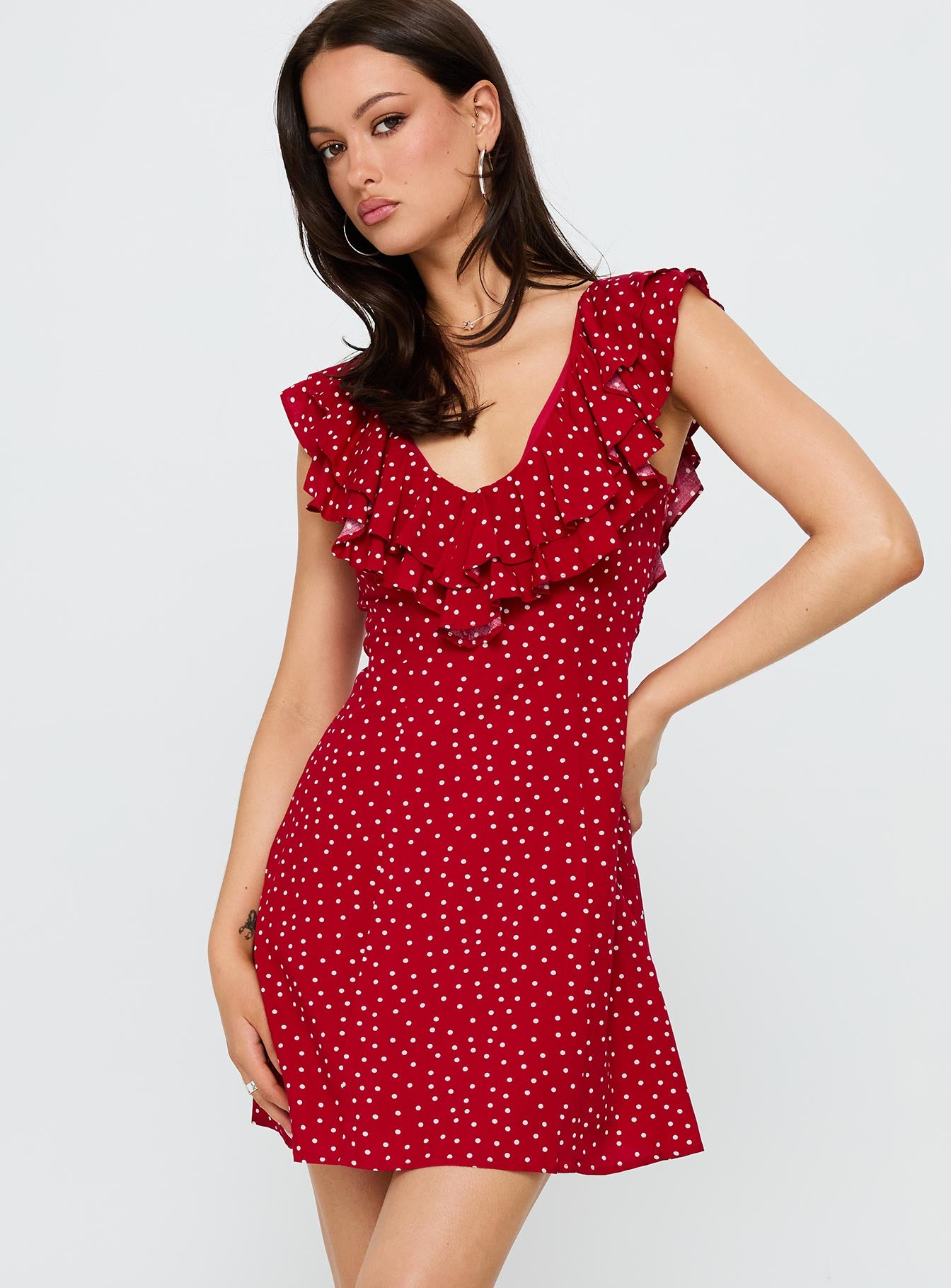 Cherry Schnapps Flutter Mini Dress Red Polka、mySite、solidvoid