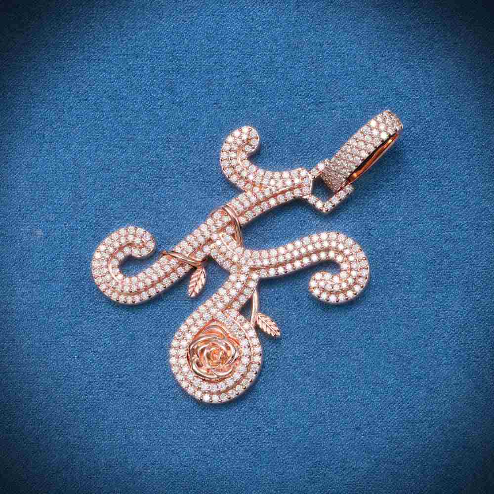 Moissanite Letter K Pendant 14K Rose Gold、mySite、hinf8tx79