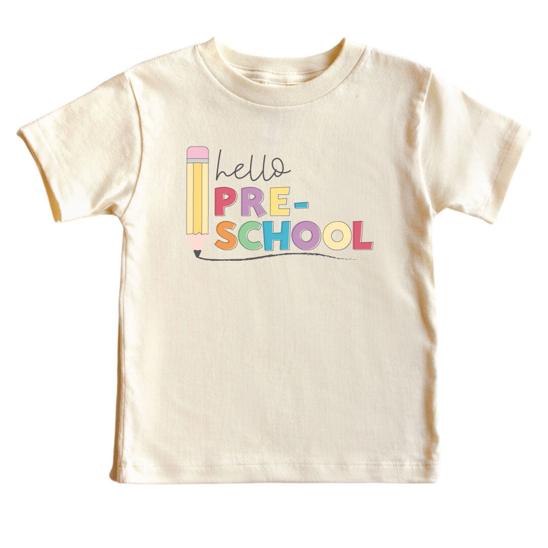  Hello New Grade Pencil Kids Graphic Tee | Natural、mySite、layawaytickets