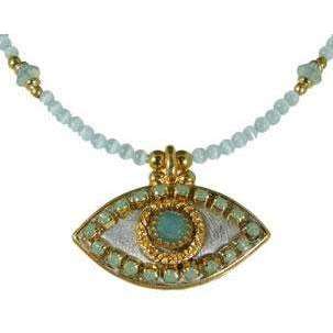 Michal Golan Jade, Gold and Silver Evil Eye Pendant and Beaded Necklace、mySite、topwebapps